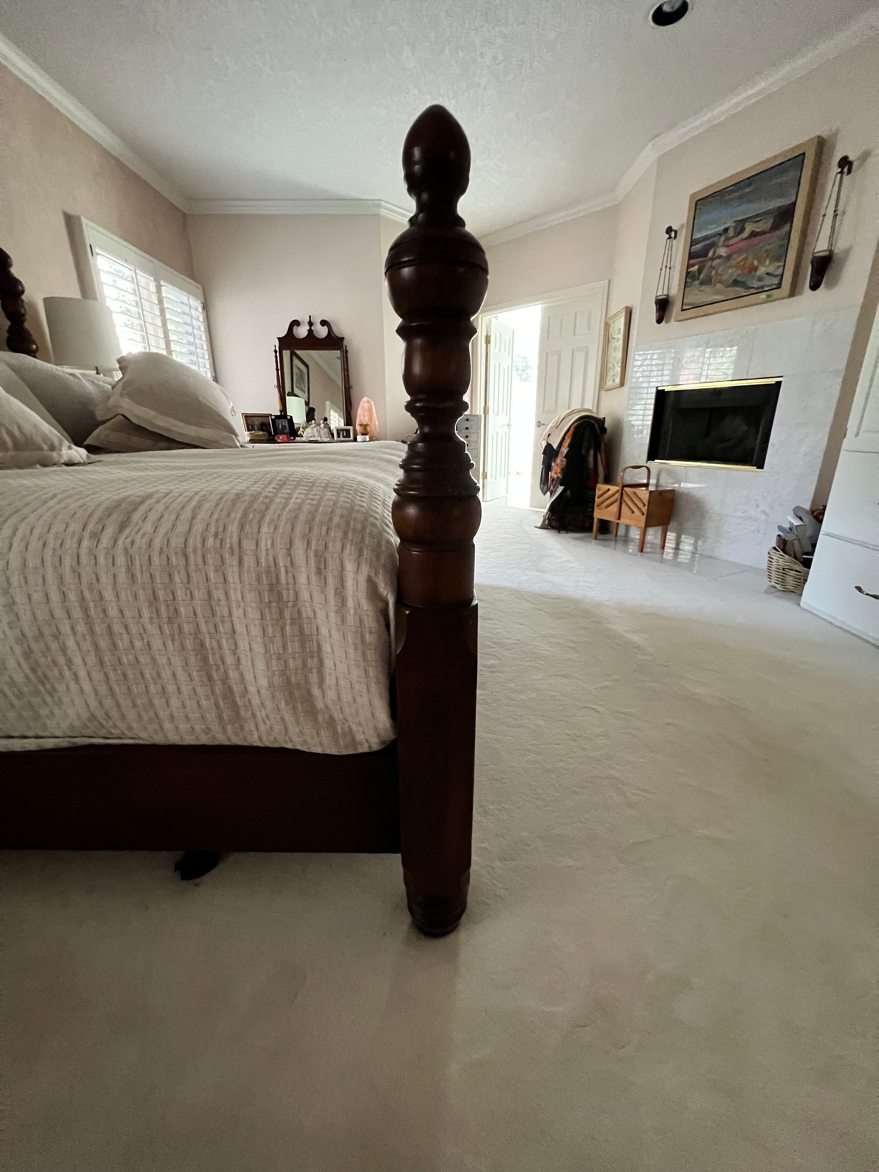 Turned Four Poster Carved Wood King Bed Frame w/Finials PD138-19 - Thumbnail 9