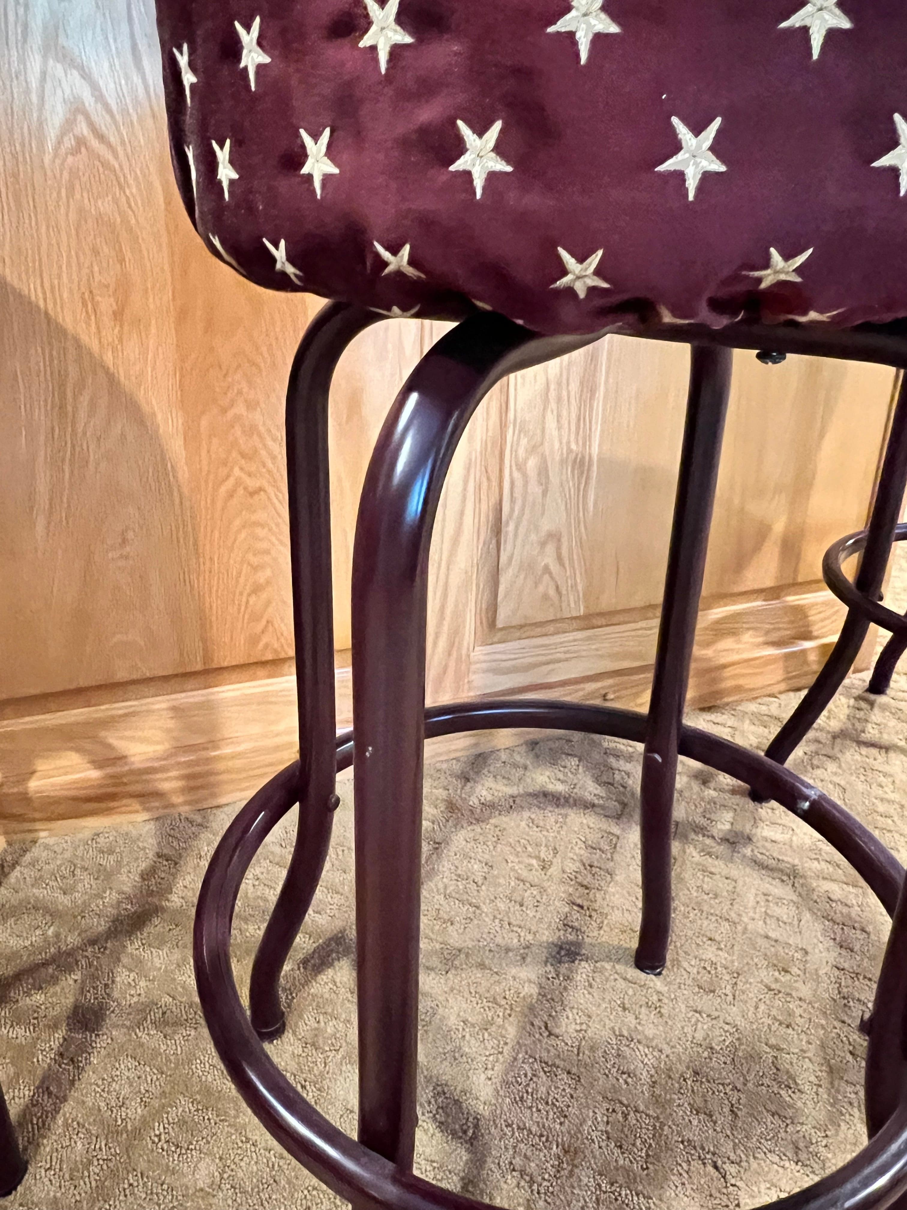 Set of Five Steel Frame 360 Swivel Blue w White Star Barstools PD138-33 - Thumbnail 5