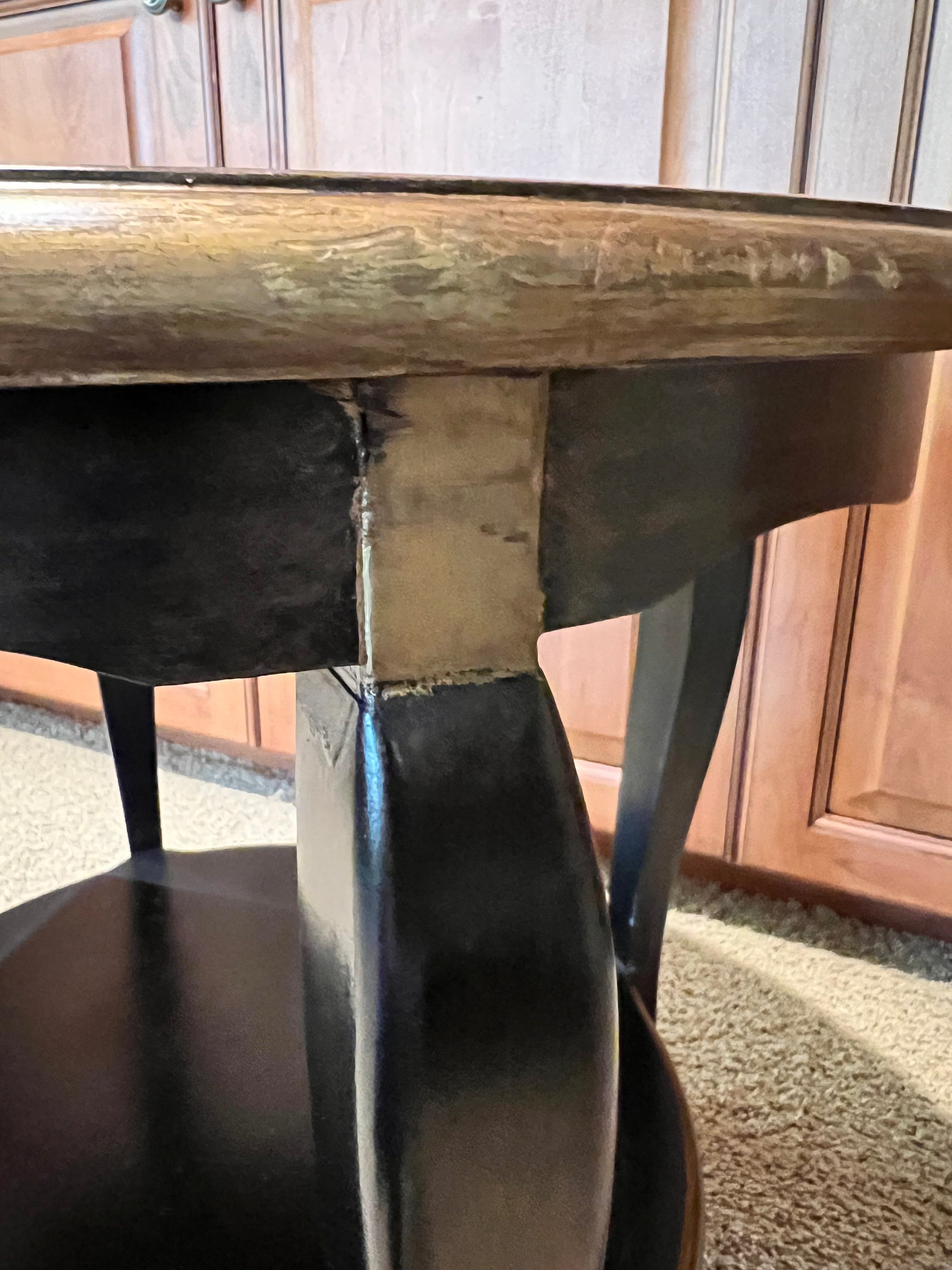 Hand Painted Round Two Tiered Black and Gold Side Table PD138-4 - Thumbnail 4