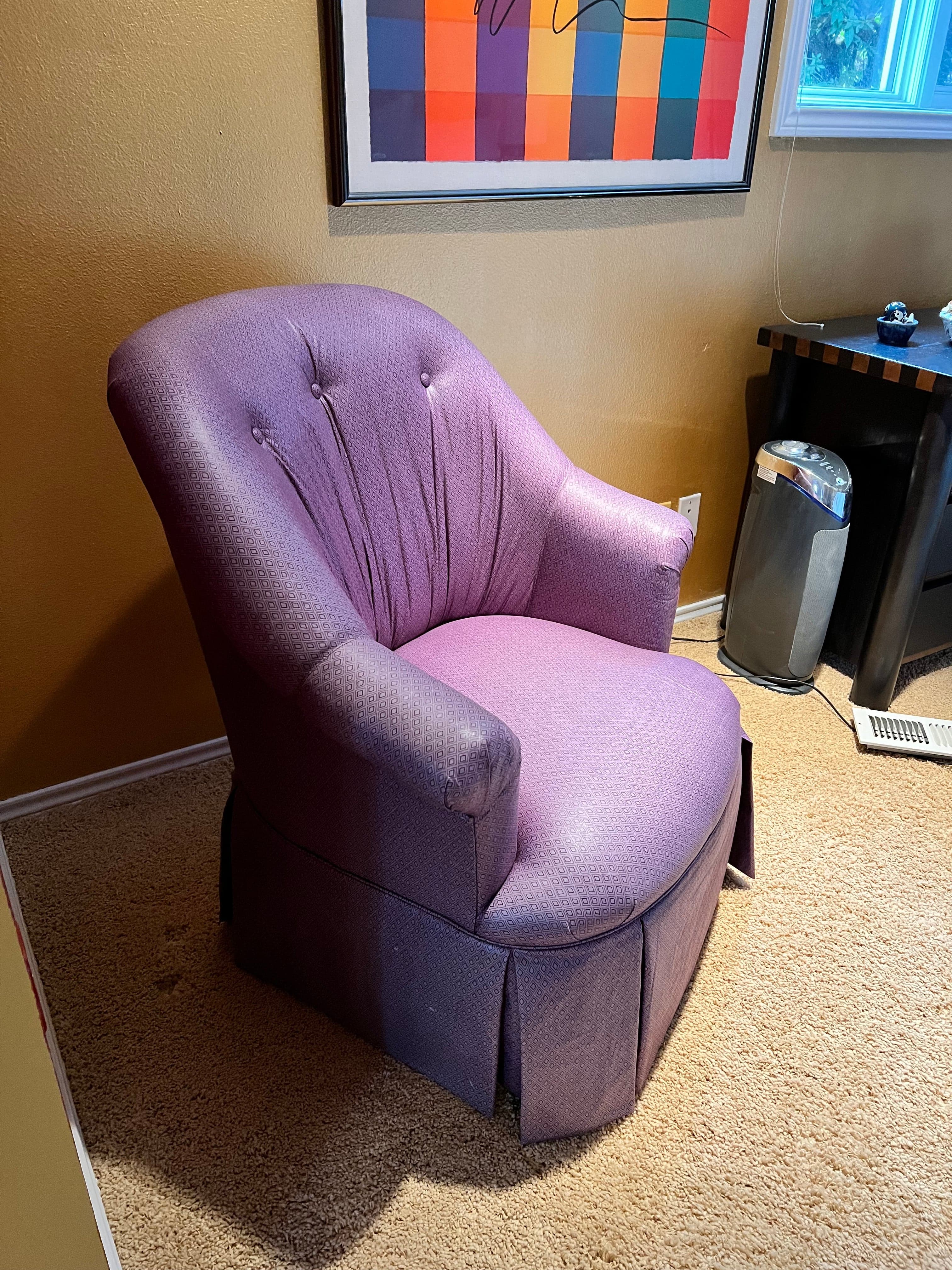 Pennsylvania House Purple Upholstered Tufted Curved Back Accent Chair PD138-37 - Thumbnail 4