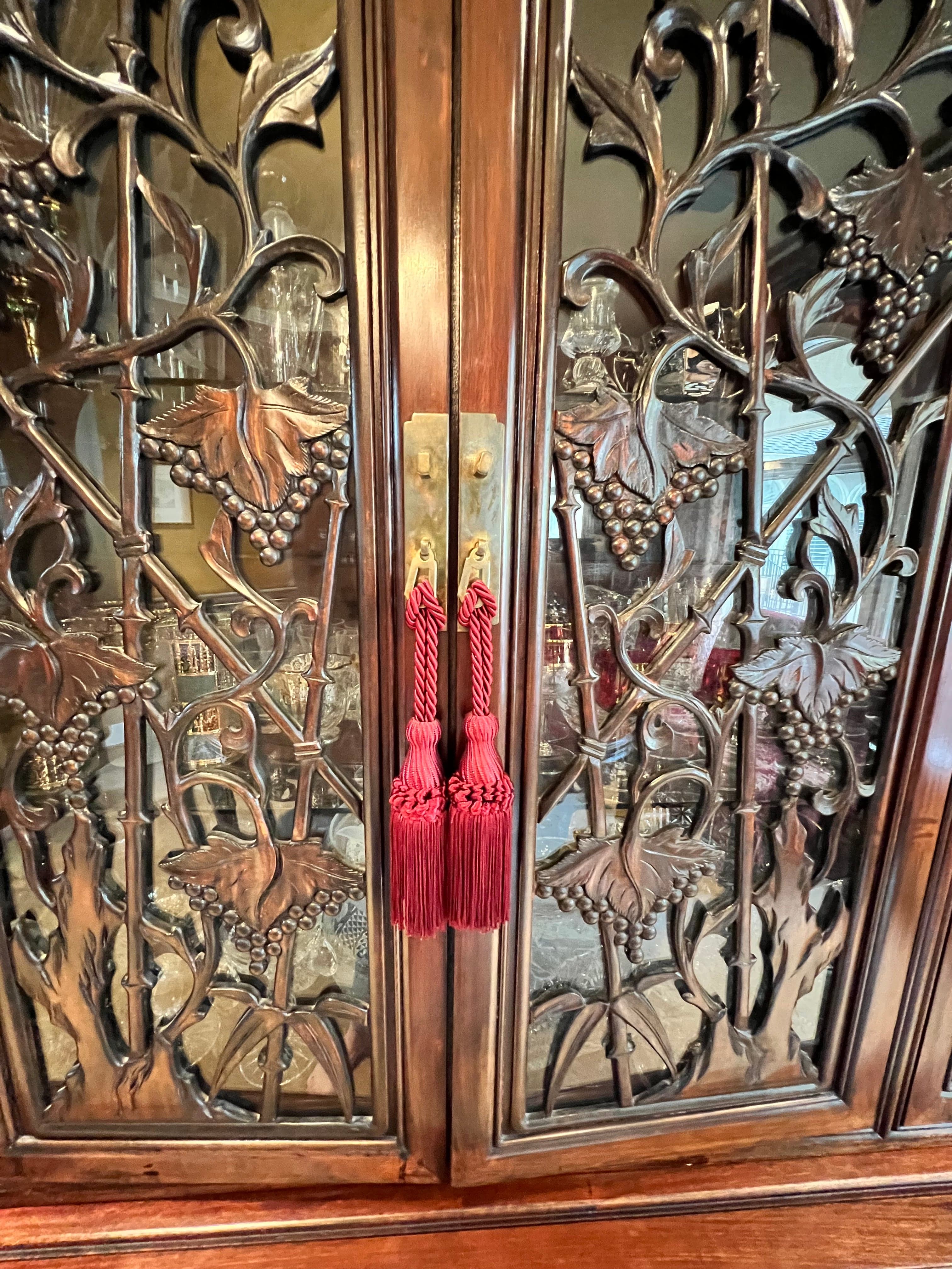 Vintage Rosewood China Cabinet with Carved Grape & Vine PD138-13 - Thumbnail 6