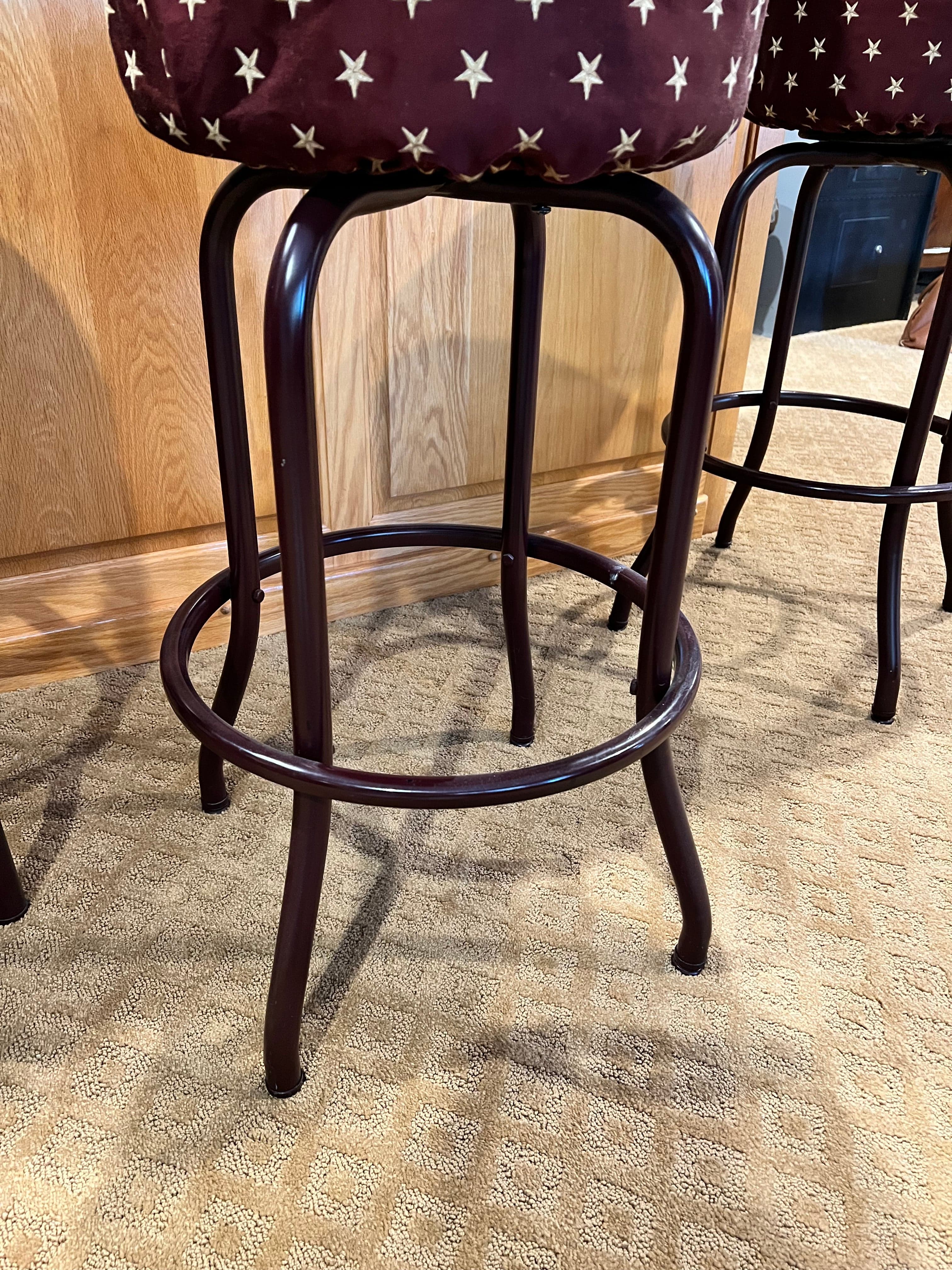 Set of Five Steel Frame 360 Swivel Blue w White Star Barstools PD138-33 - Thumbnail 7