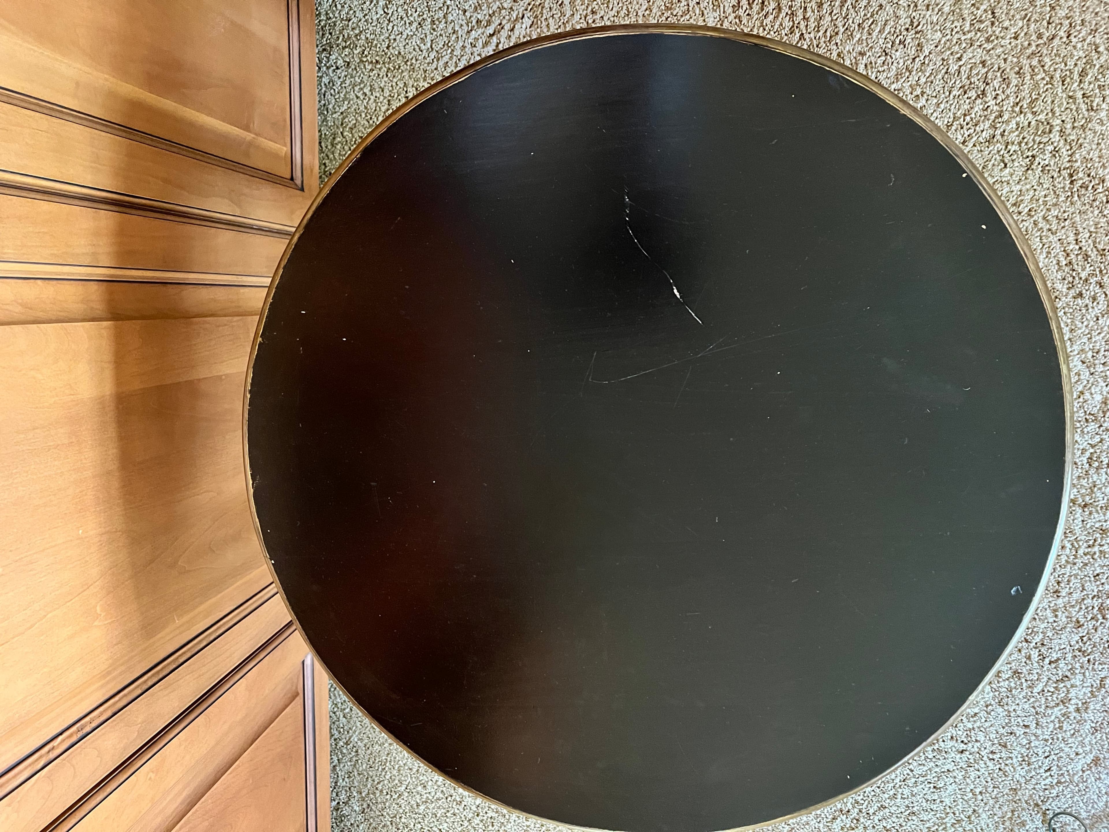 Hand Painted Round Two Tiered Black and Gold Side Table PD138-4 - Thumbnail 6