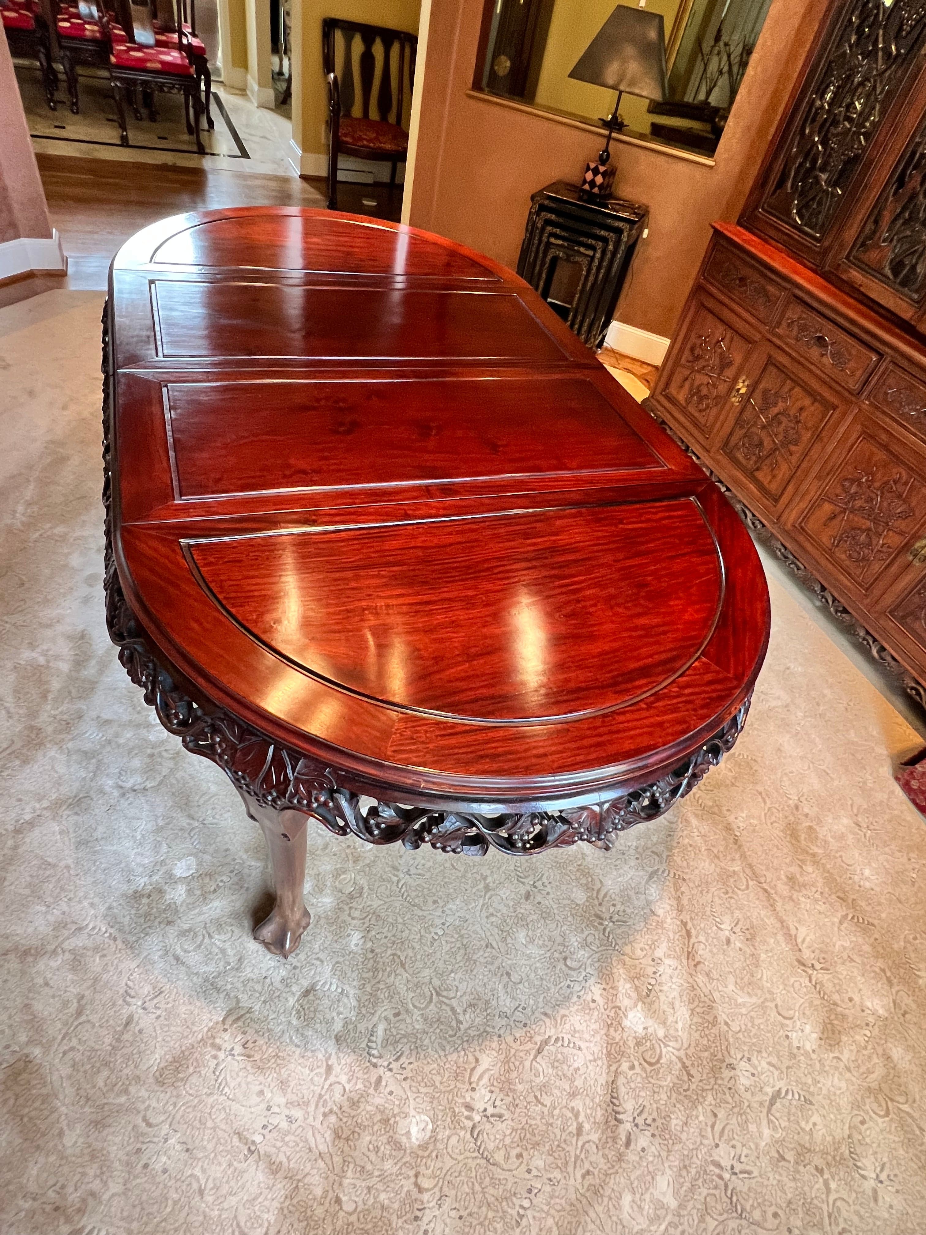 Gorgeous Vintage Chinese Carved Rosewood Dining Table PD138-12 - Thumbnail 2