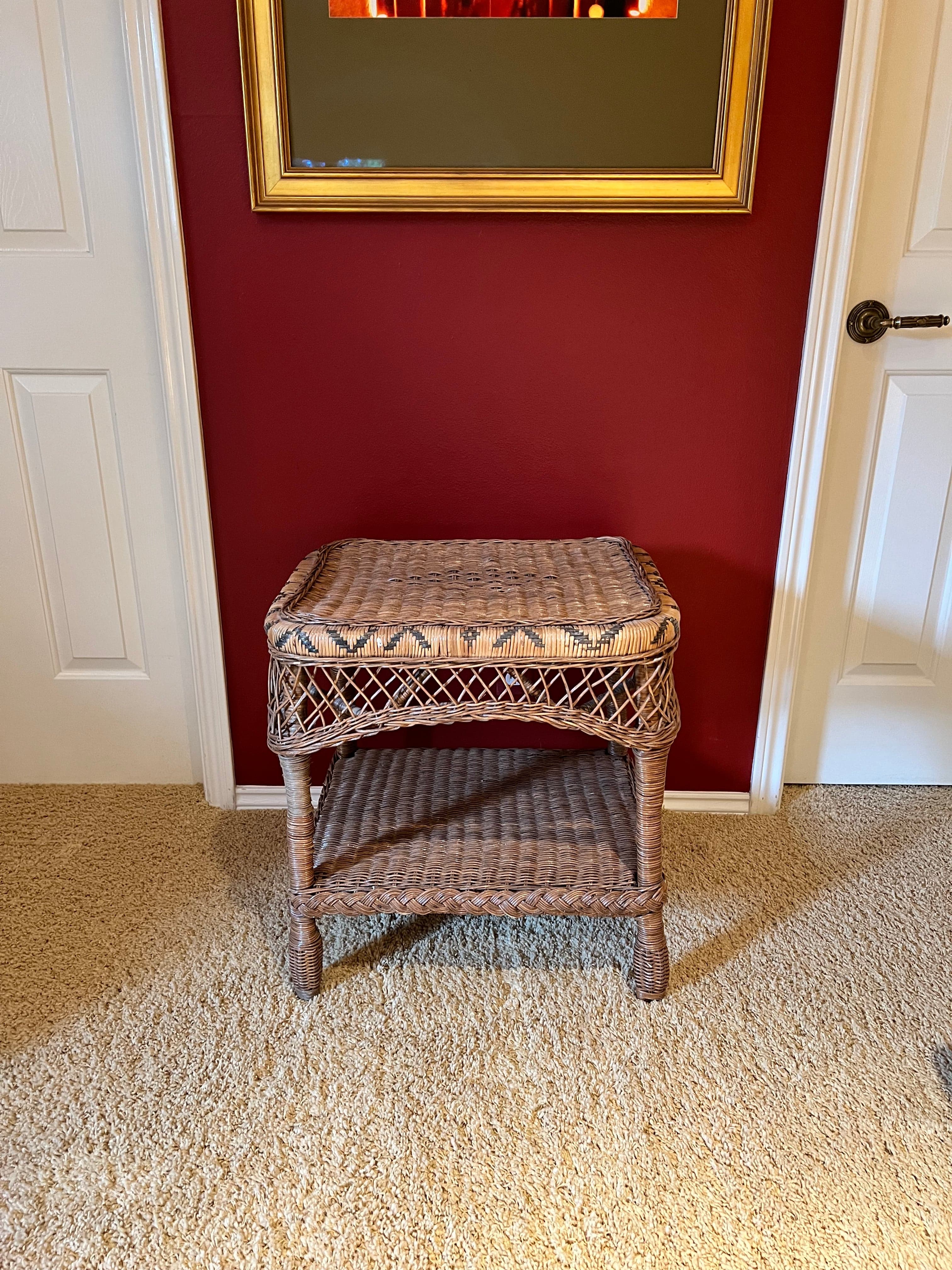 Two Toned Wicker Side Table/Nightstand PD138-40 - Thumbnail 3