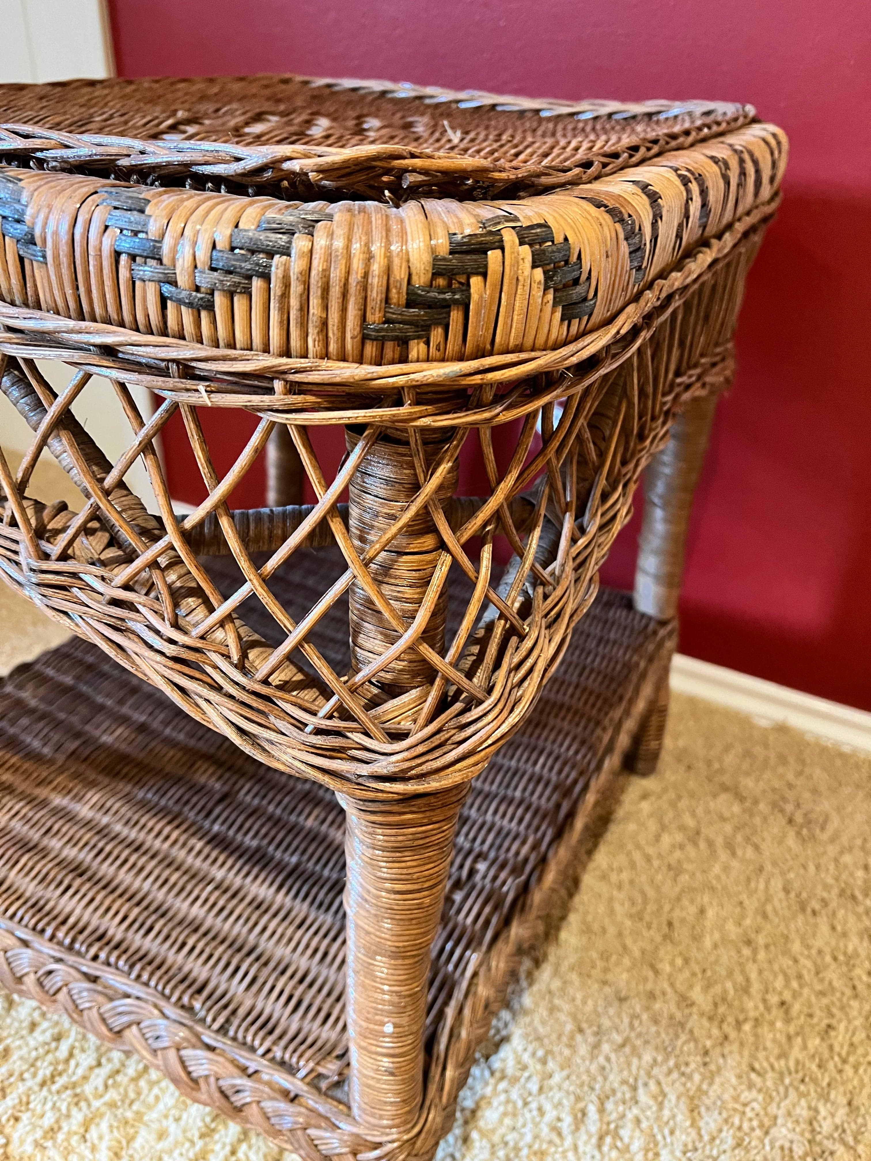 Two Toned Wicker Side Table/Nightstand PD138-40 - Thumbnail 7