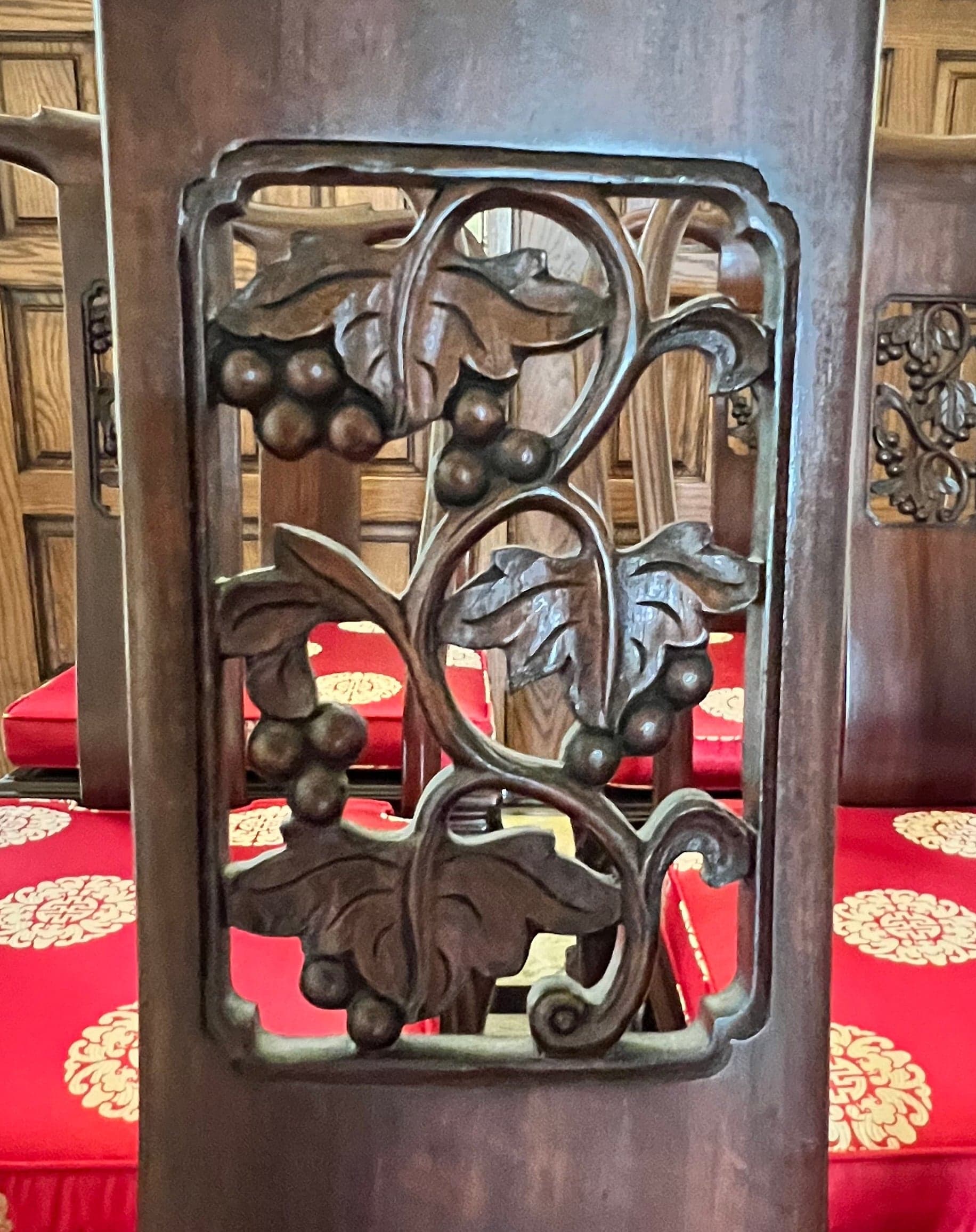 Set of 8 Asian Inspired Ornately Carved Dining Chairs PD138-14 - Thumbnail 9