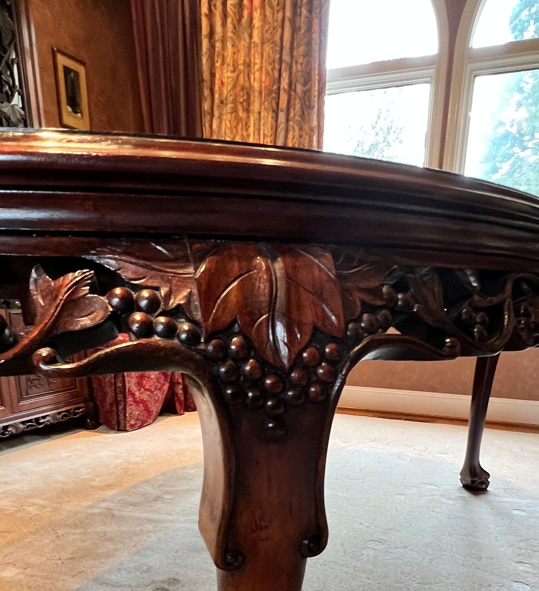 Gorgeous Vintage Chinese Carved Rosewood Dining Table PD138-12 - Thumbnail 6