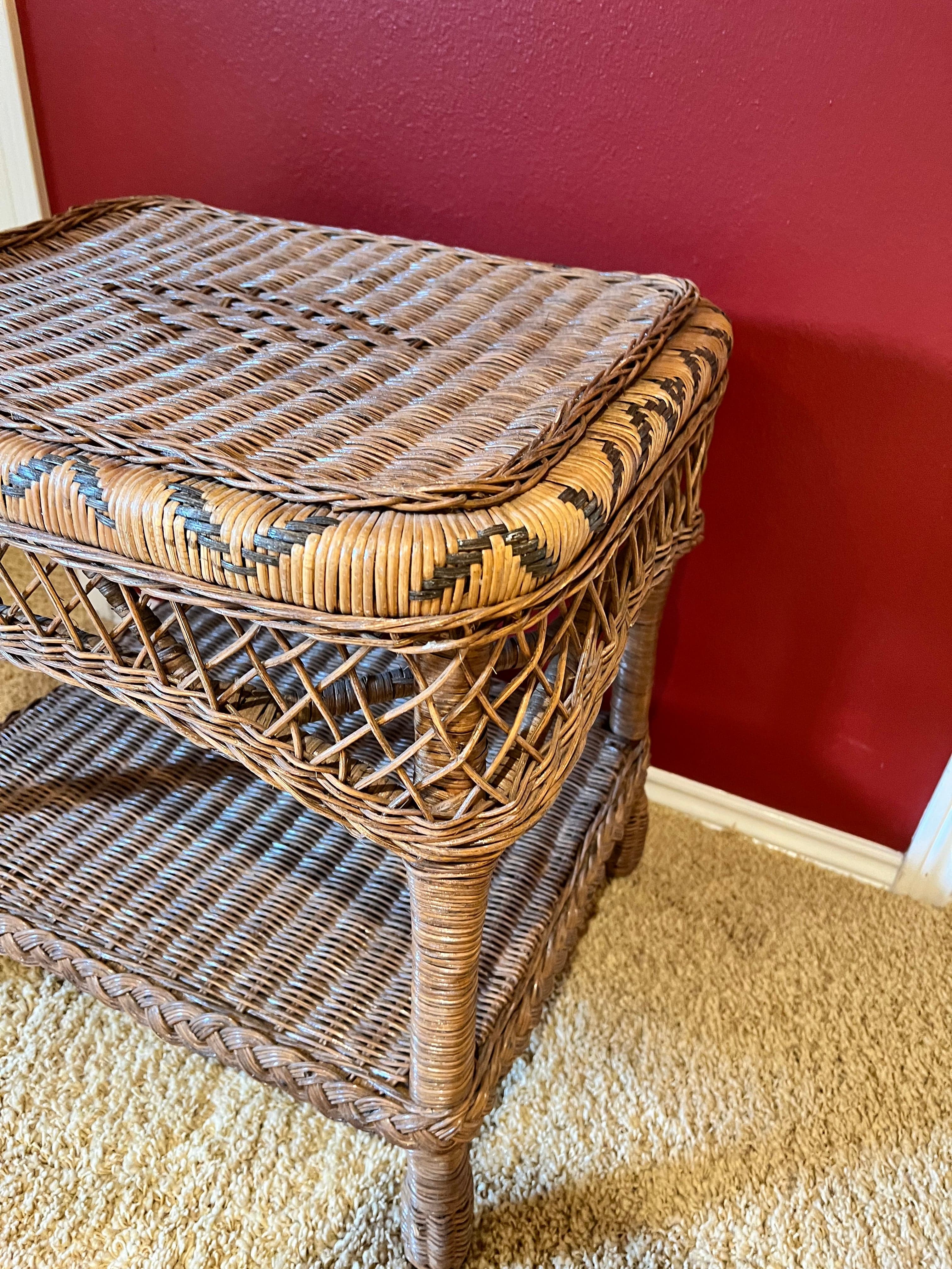 Two Toned Wicker Side Table/Nightstand PD138-40 - Thumbnail 4
