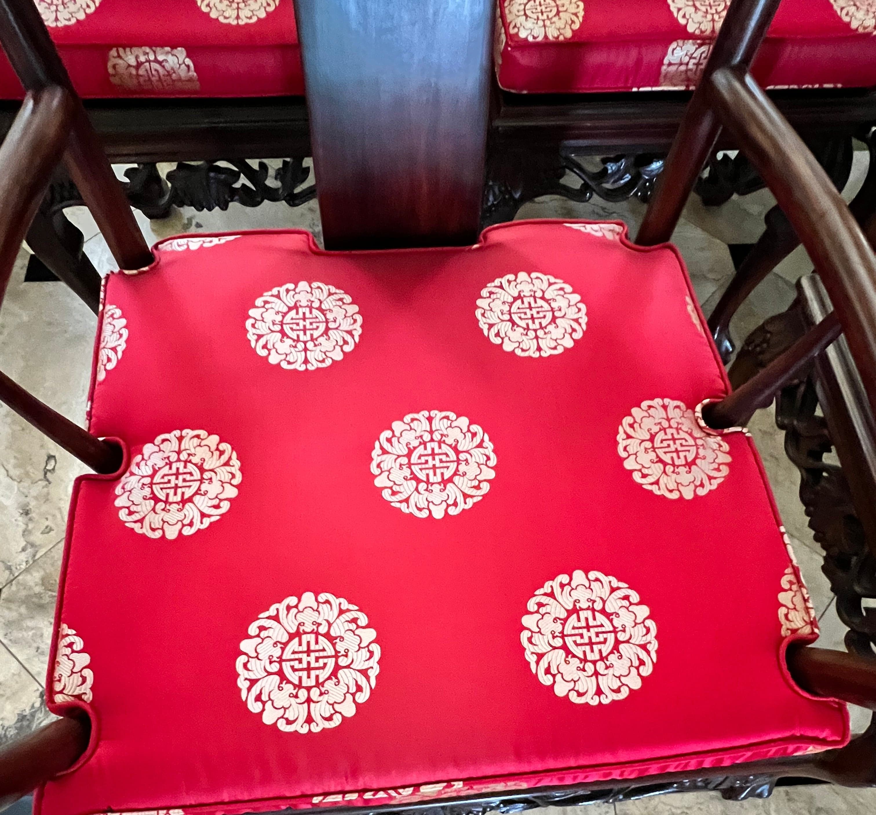 Set of 8 Asian Inspired Ornately Carved Dining Chairs PD138-14 - Thumbnail 8
