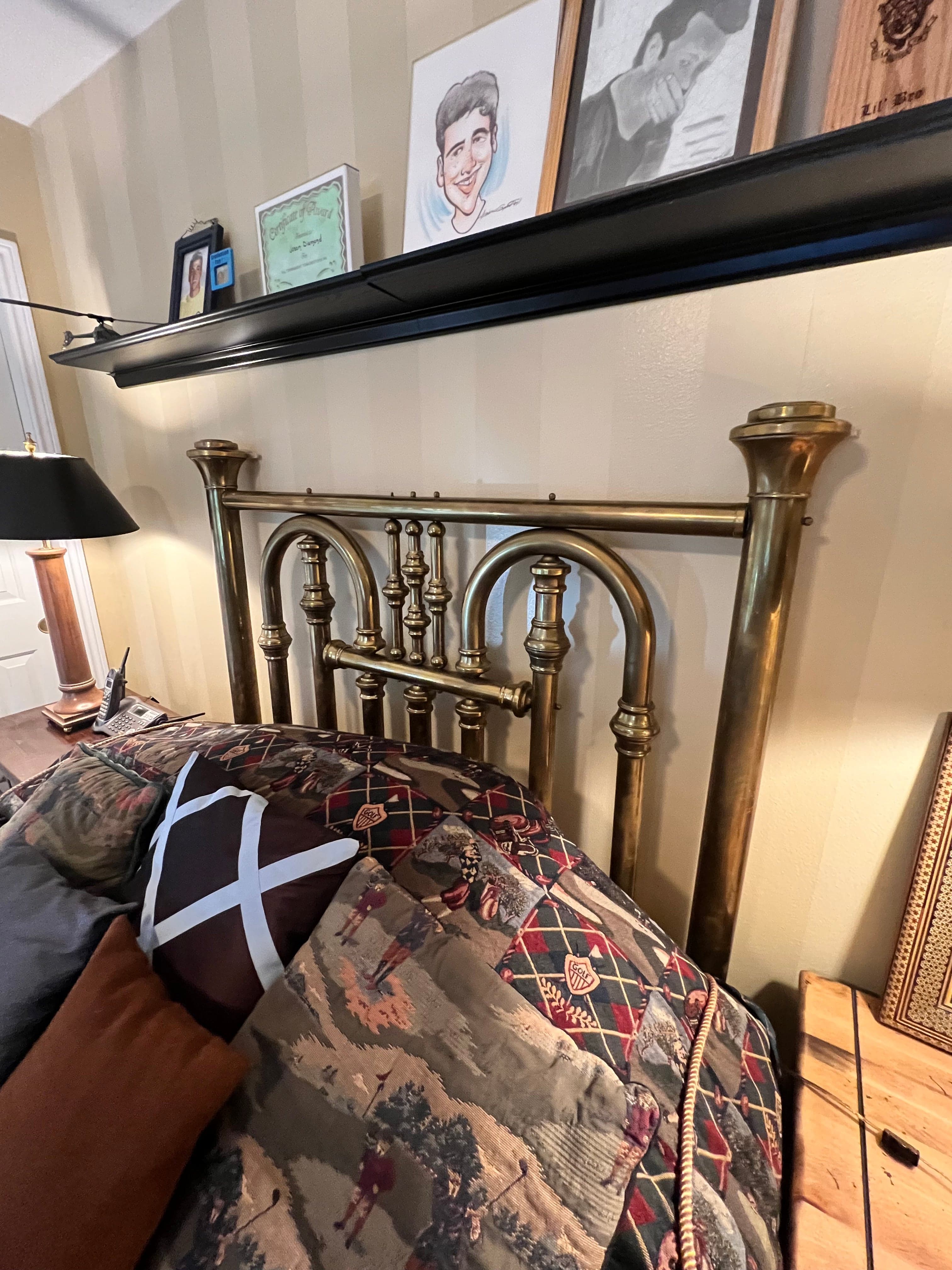 Vintage Brass Tube Queen Bed Headboard & Footboard PD138-22 - Thumbnail 6