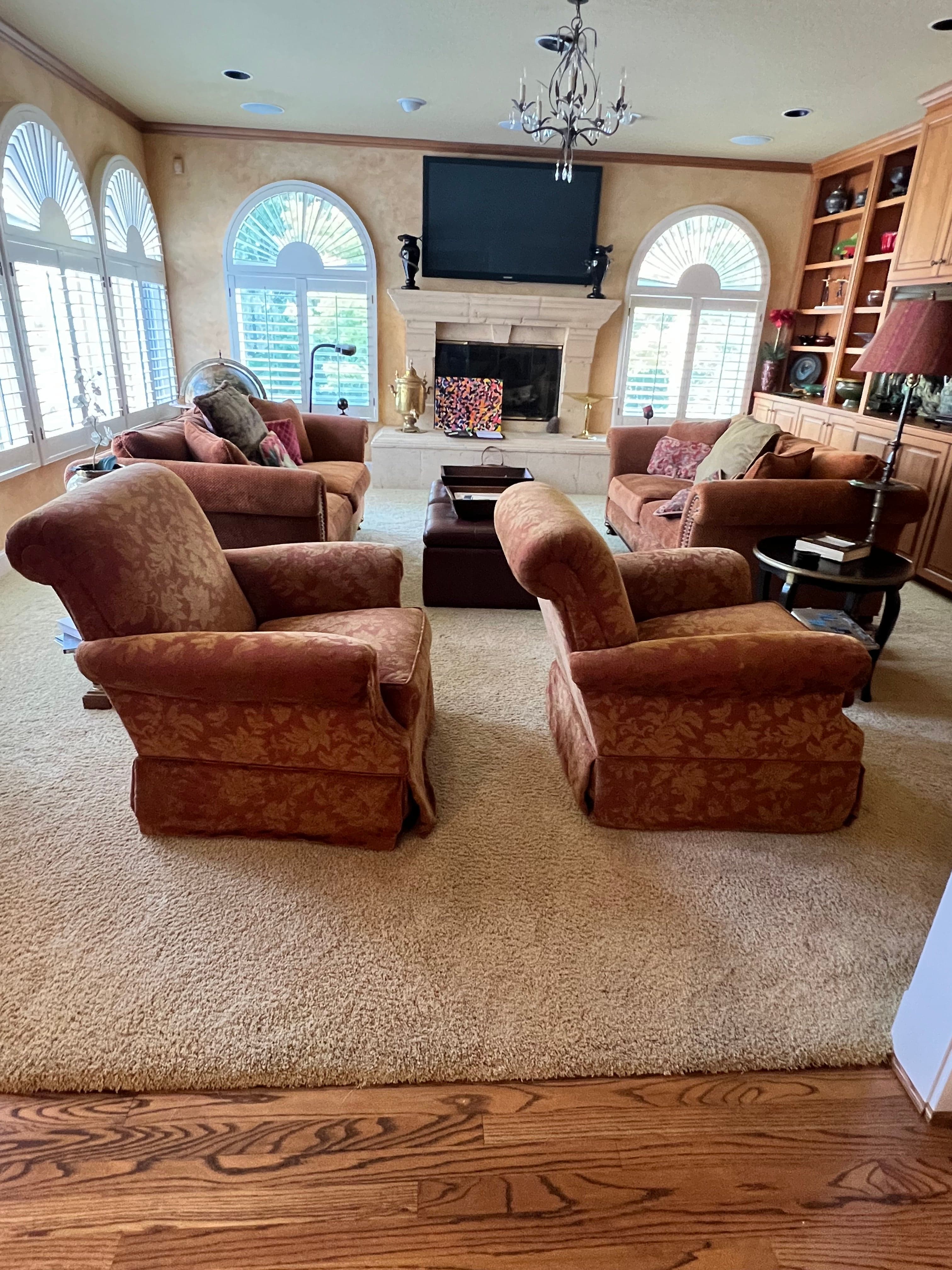 Set of 2 Castellano Down Maroon/Gold Swivel Rocking Club Chairs PD138-2 - Thumbnail 2