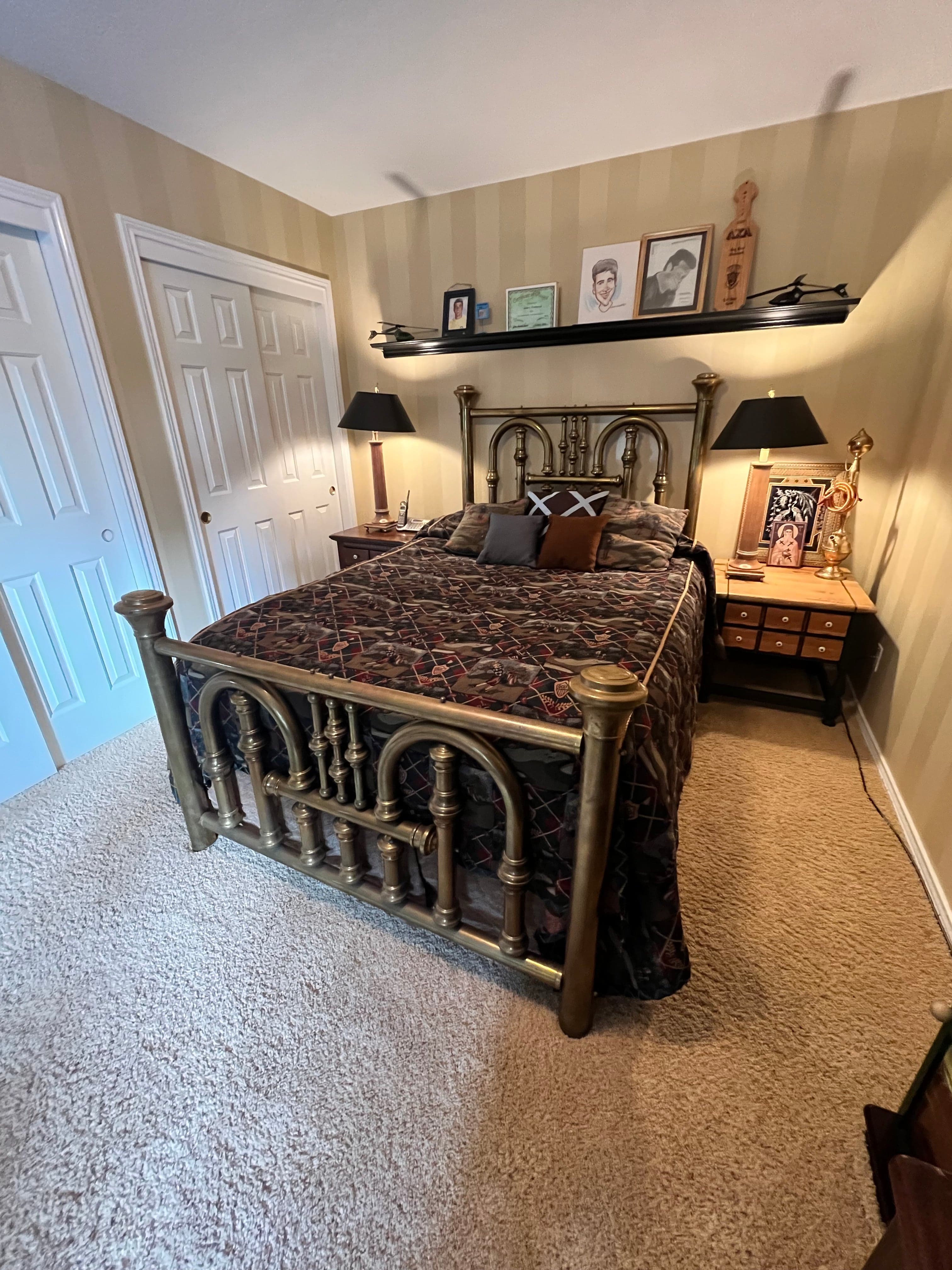 Vintage Brass Tube Queen Bed Headboard & Footboard PD138-22 - Thumbnail 4