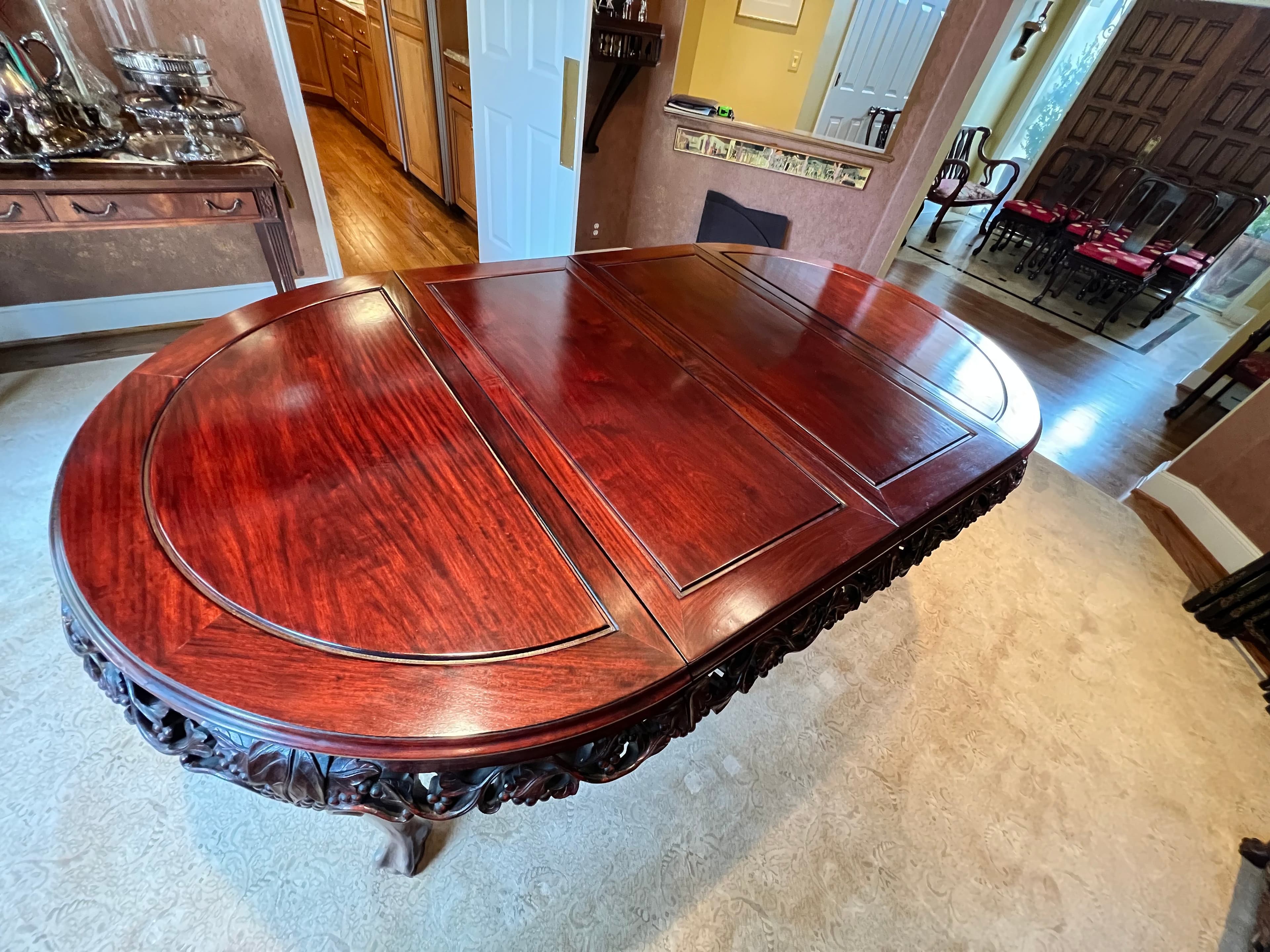 Gorgeous Vintage Chinese Carved Rosewood Dining Table PD138-12 - Thumbnail 8