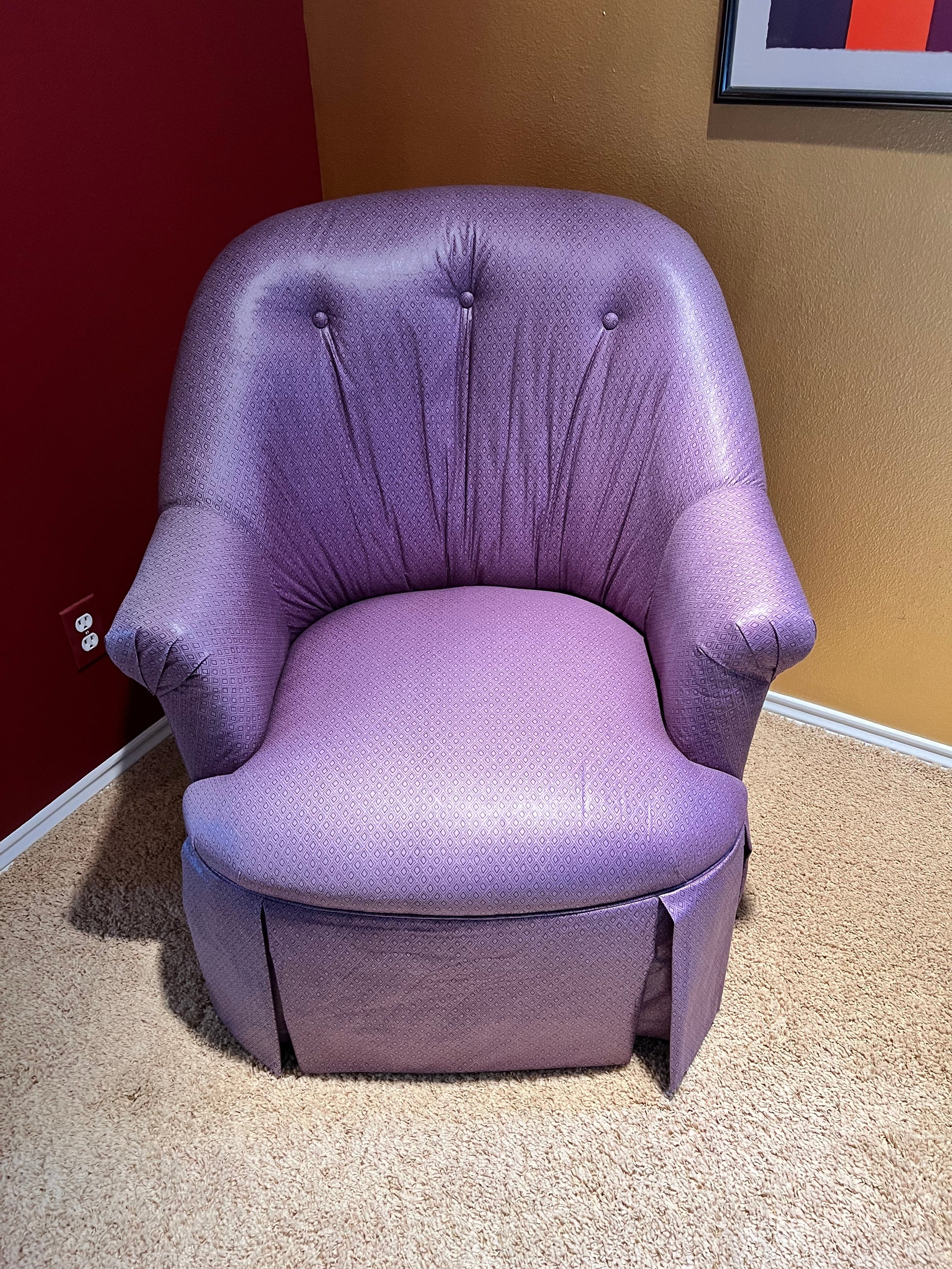 Pennsylvania House Purple Upholstered Tufted Curved Back Accent Chair PD138-37 - Thumbnail 2