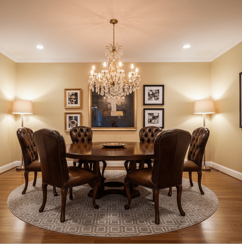 Set of 6 BrownLeather Tufted back Chairs PD138-9 - Thumbnail 2