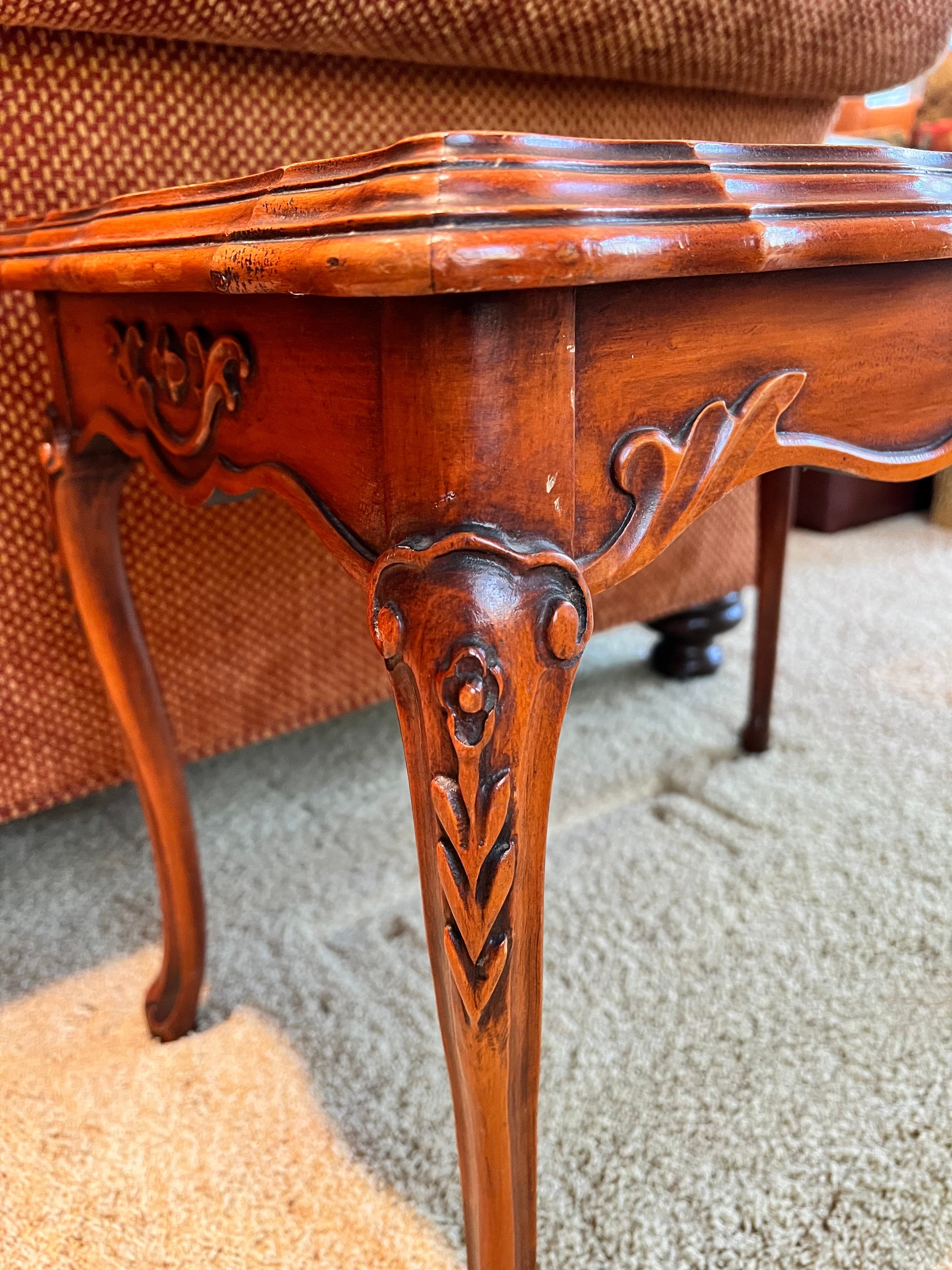 Antique Italian Carved Rectangular Side Table with Marble Top PD138-6 - Thumbnail 6