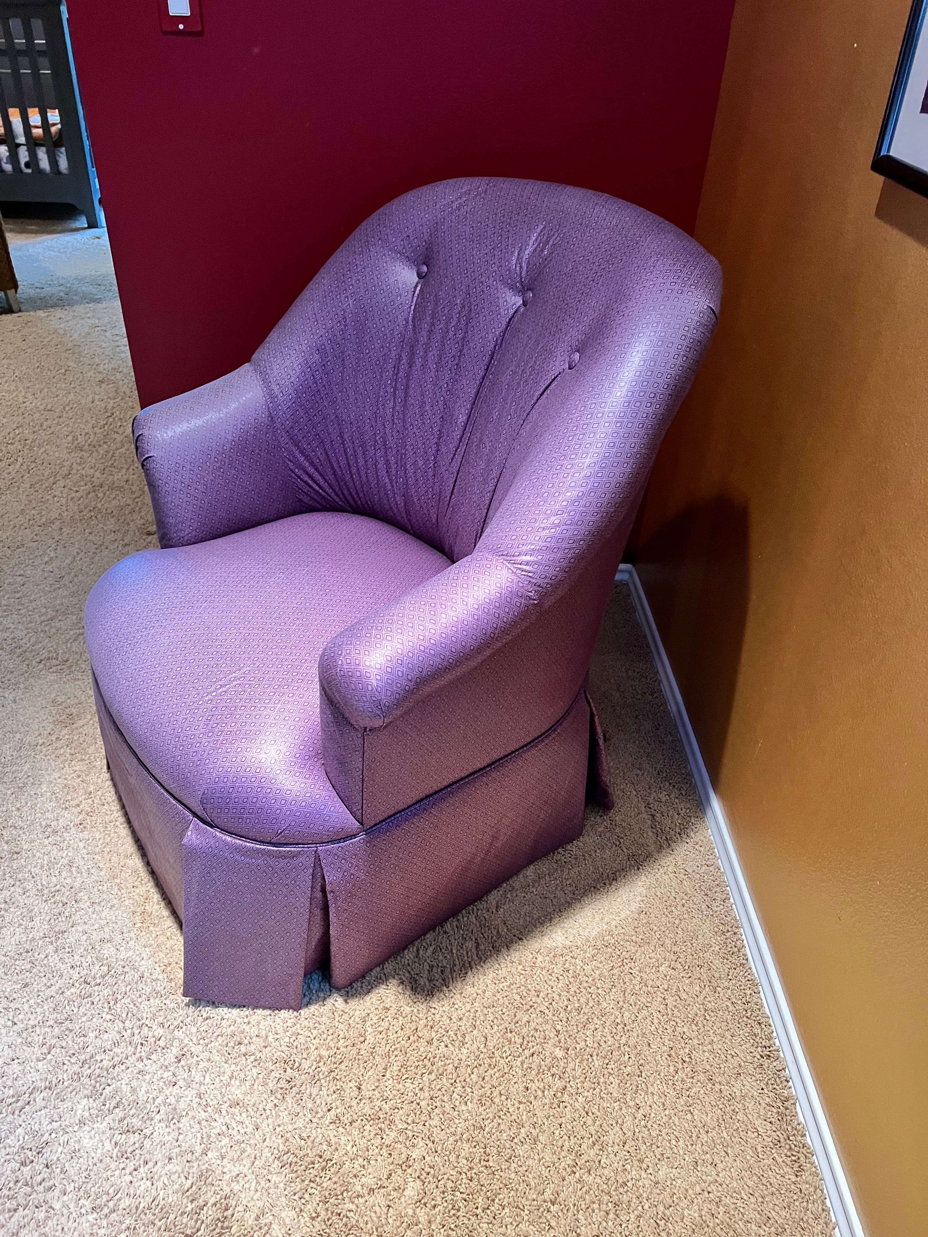 Pennsylvania House Purple Upholstered Tufted Curved Back Accent Chair PD138-37 - Thumbnail 3