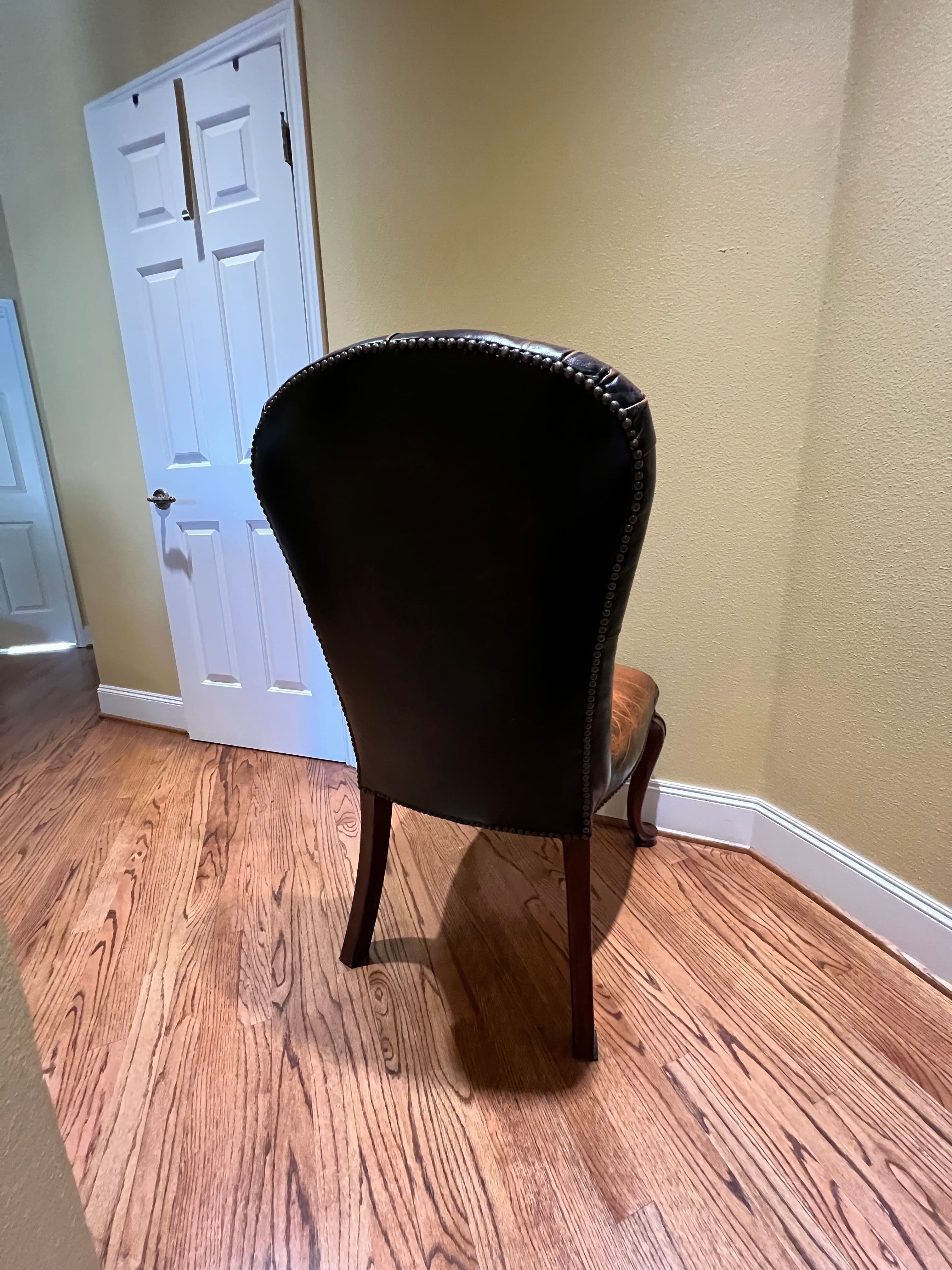 Set of 6 BrownLeather Tufted back Chairs PD138-9 - Thumbnail 6