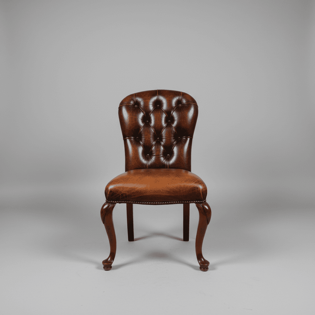 Set of 6 BrownLeather Tufted back Chairs PD138-9 - Thumbnail 3