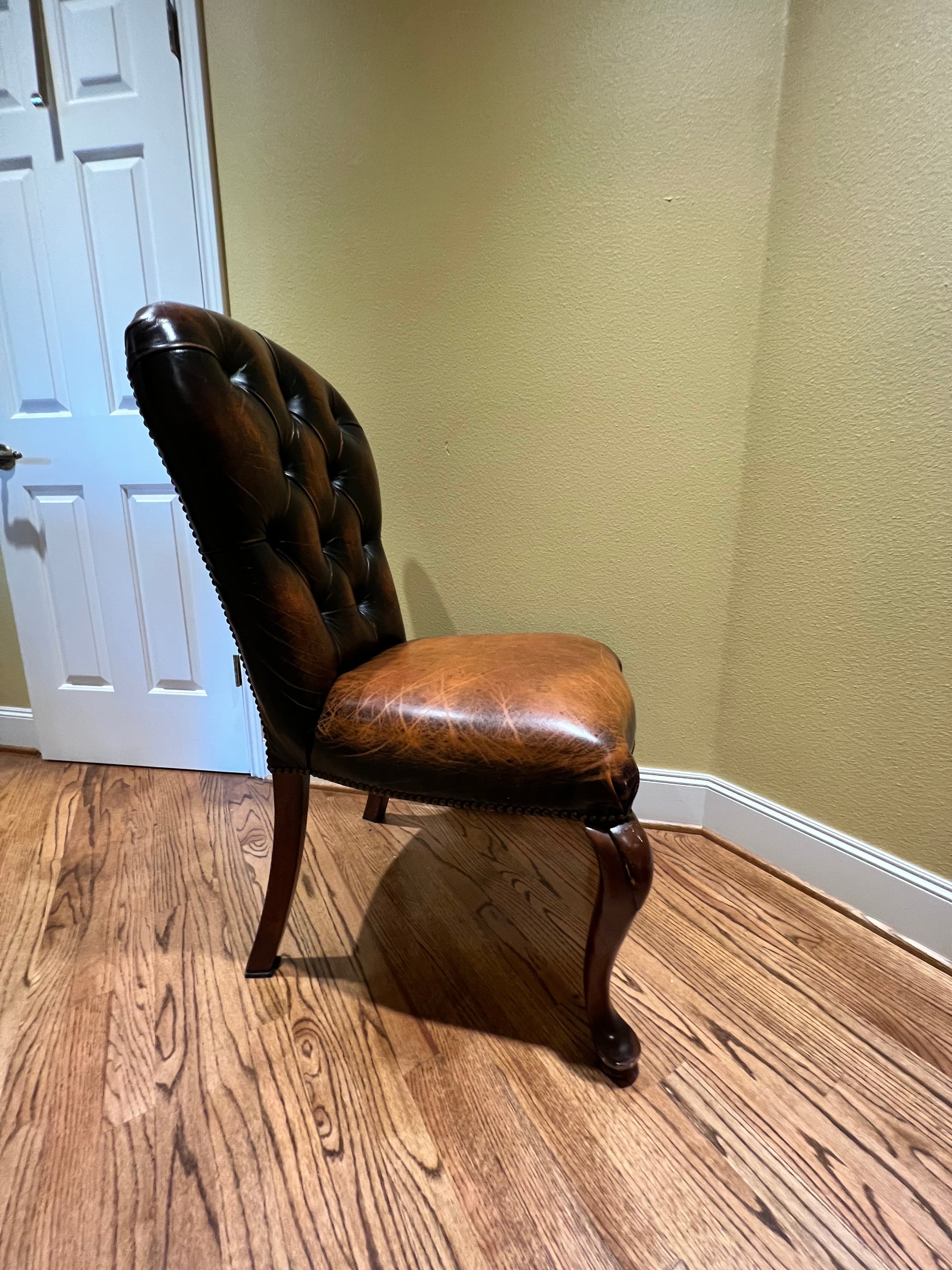 Set of 6 BrownLeather Tufted back Chairs PD138-9 - Thumbnail 5