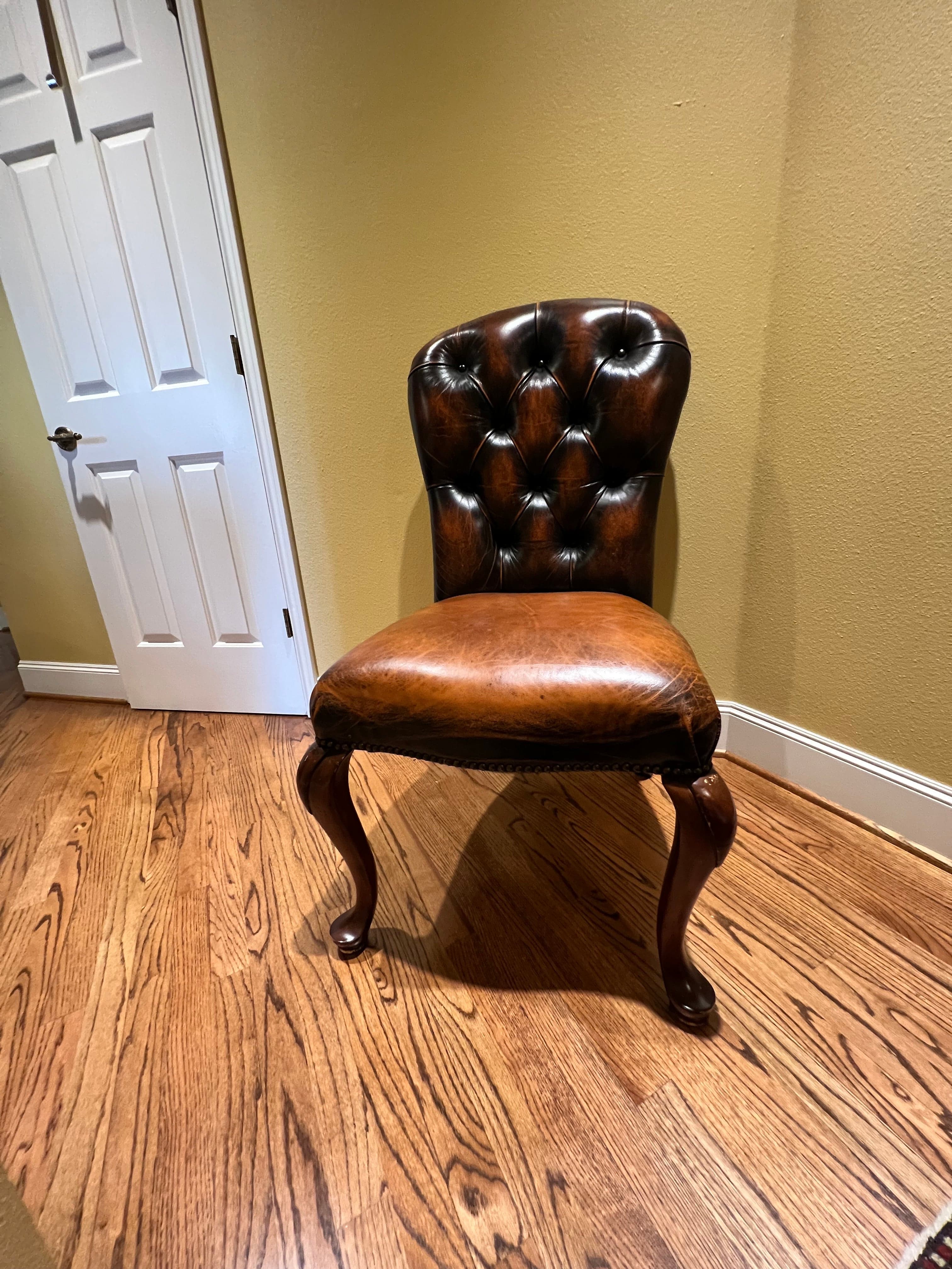 Set of 6 BrownLeather Tufted back Chairs PD138-9 - Thumbnail 4