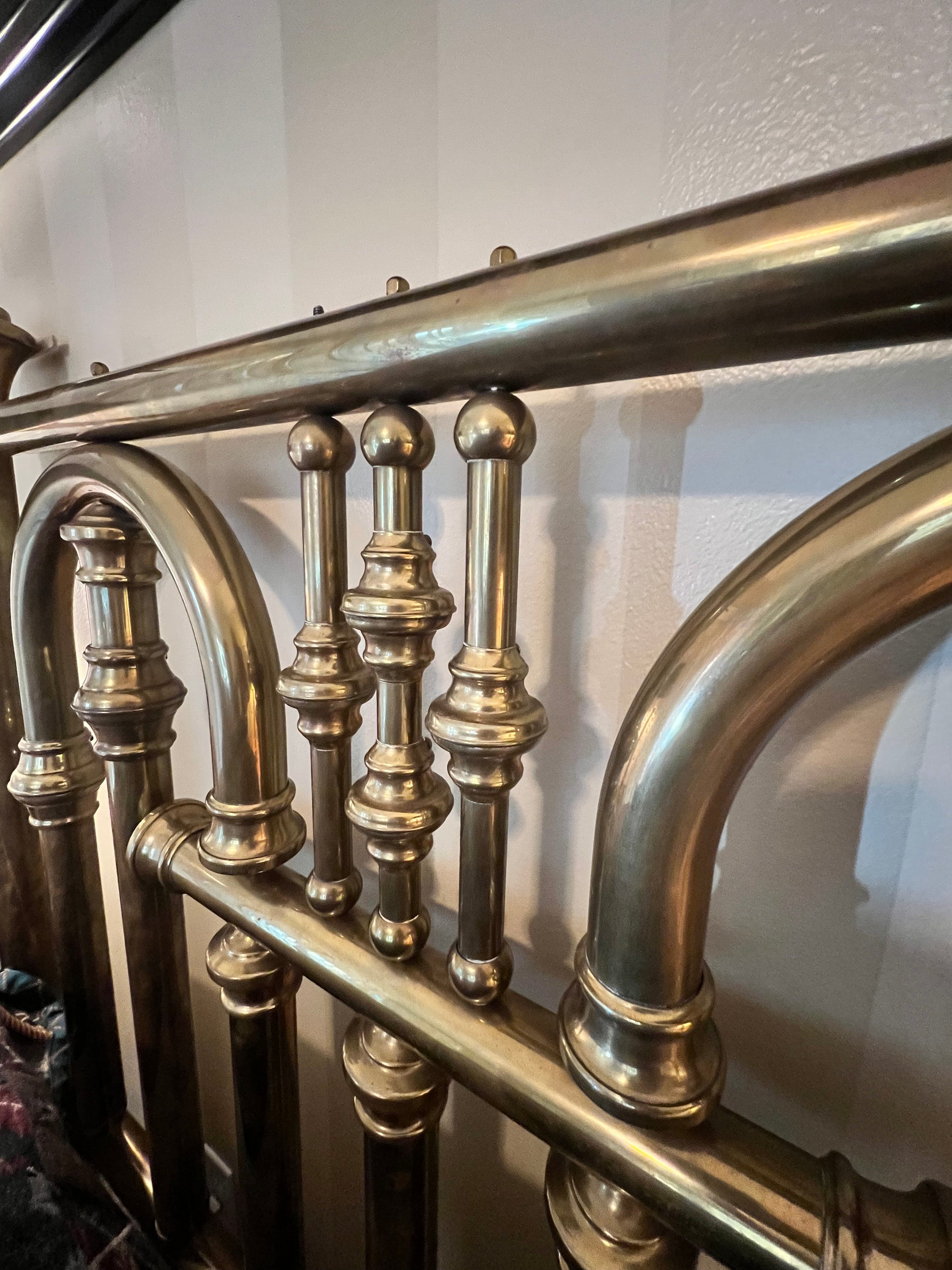 Vintage Brass Tube Queen Bed Headboard & Footboard PD138-22 - Thumbnail 8