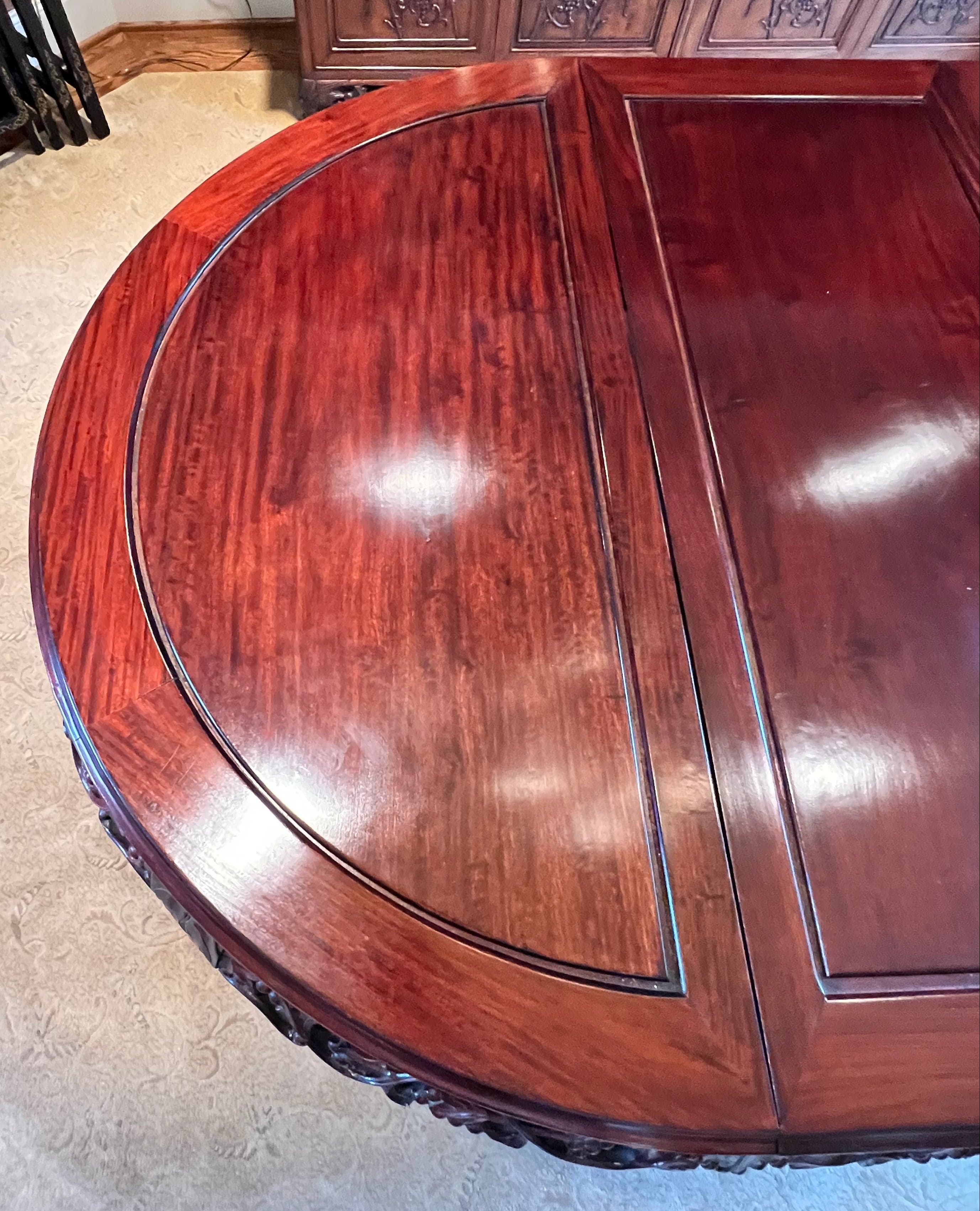 Gorgeous Vintage Chinese Carved Rosewood Dining Table PD138-12 - Thumbnail 7