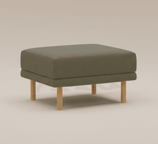 Burrow Moss Green Performance Flatweave Walnut Wood Range Ottoman FFW-1448 - Thumbnail 3
