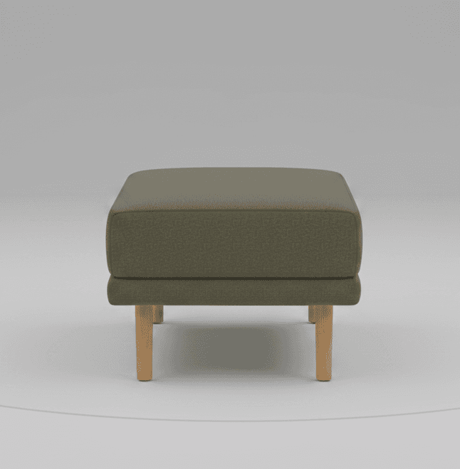 Burrow Moss Green Performance Flatweave Walnut Wood Range Ottoman FFW-1448 - Thumbnail 4