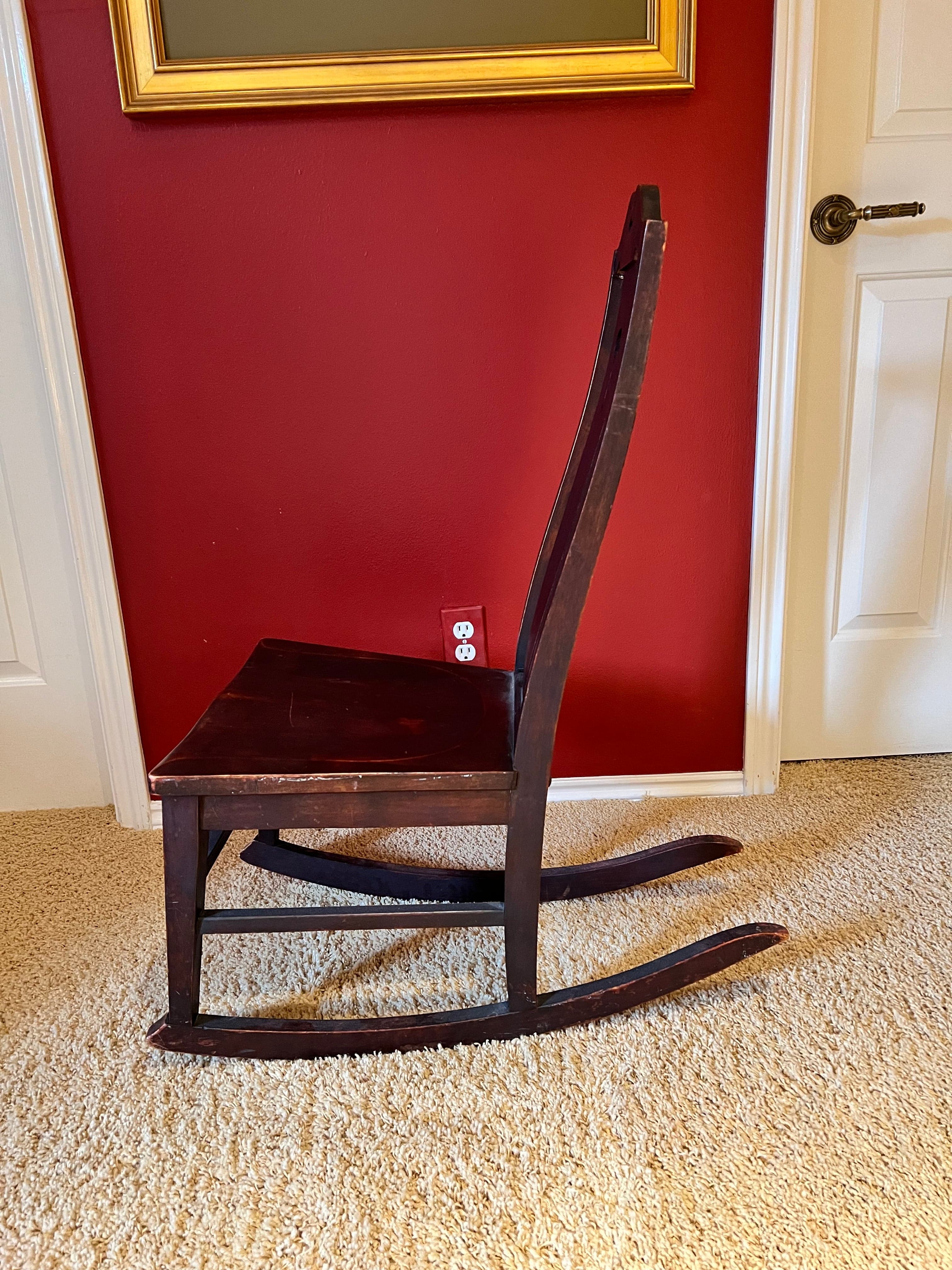 JS Ford & Johnson Co Antique Armless Wood Rocking Chair PD138-43 - Thumbnail 5