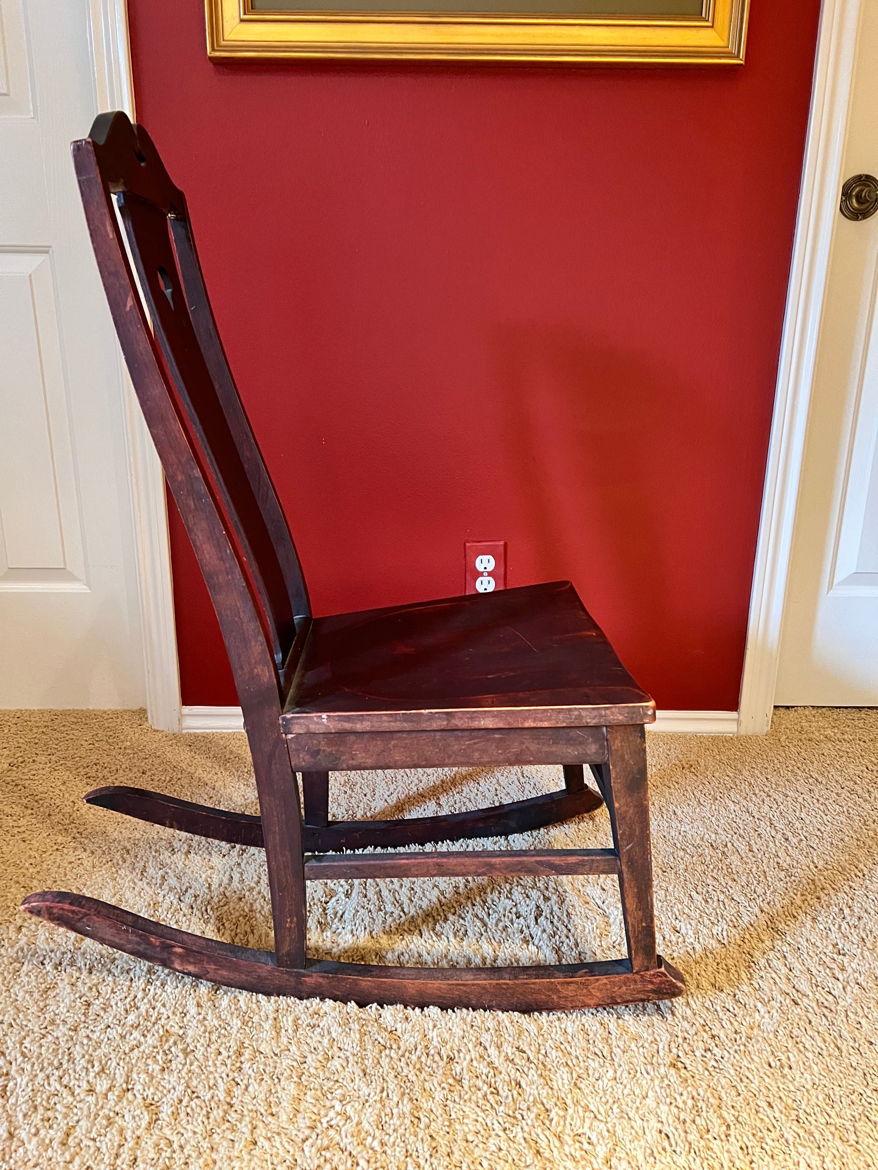 JS Ford & Johnson Co Antique Armless Wood Rocking Chair PD138-43 - Thumbnail 3