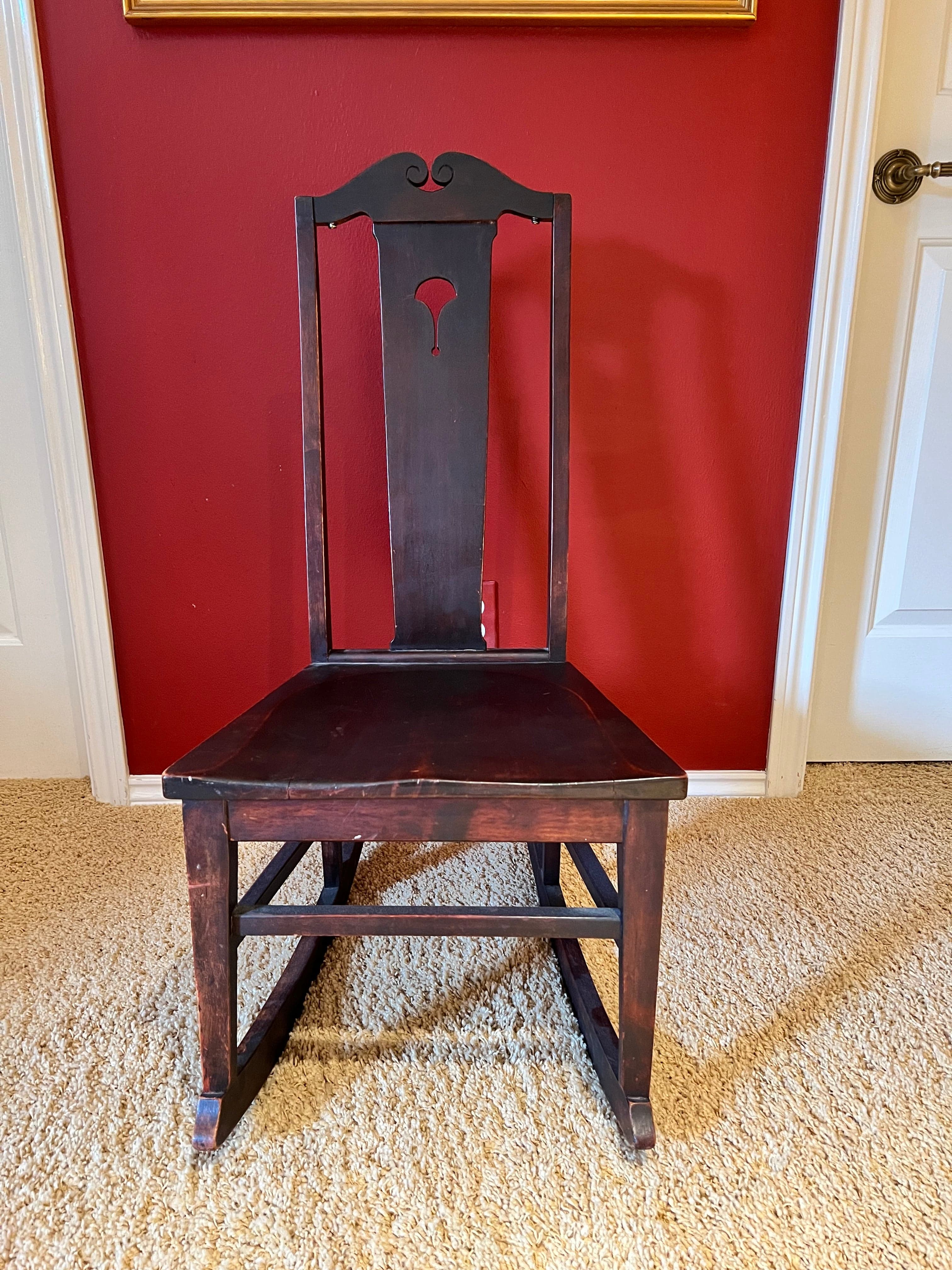 JS Ford & Johnson Co Antique Armless Wood Rocking Chair PD138-43 - Thumbnail 2