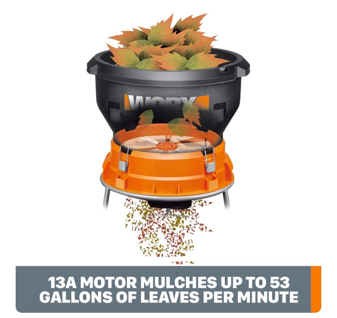 13 Amp Electric Leaf Mulcher, Leaf Shredder with High-Compression Mulching, Powerful & Compact Yard Waste Shredder, Corded, WG430 Electric Yard Tool - Thumbnail 4