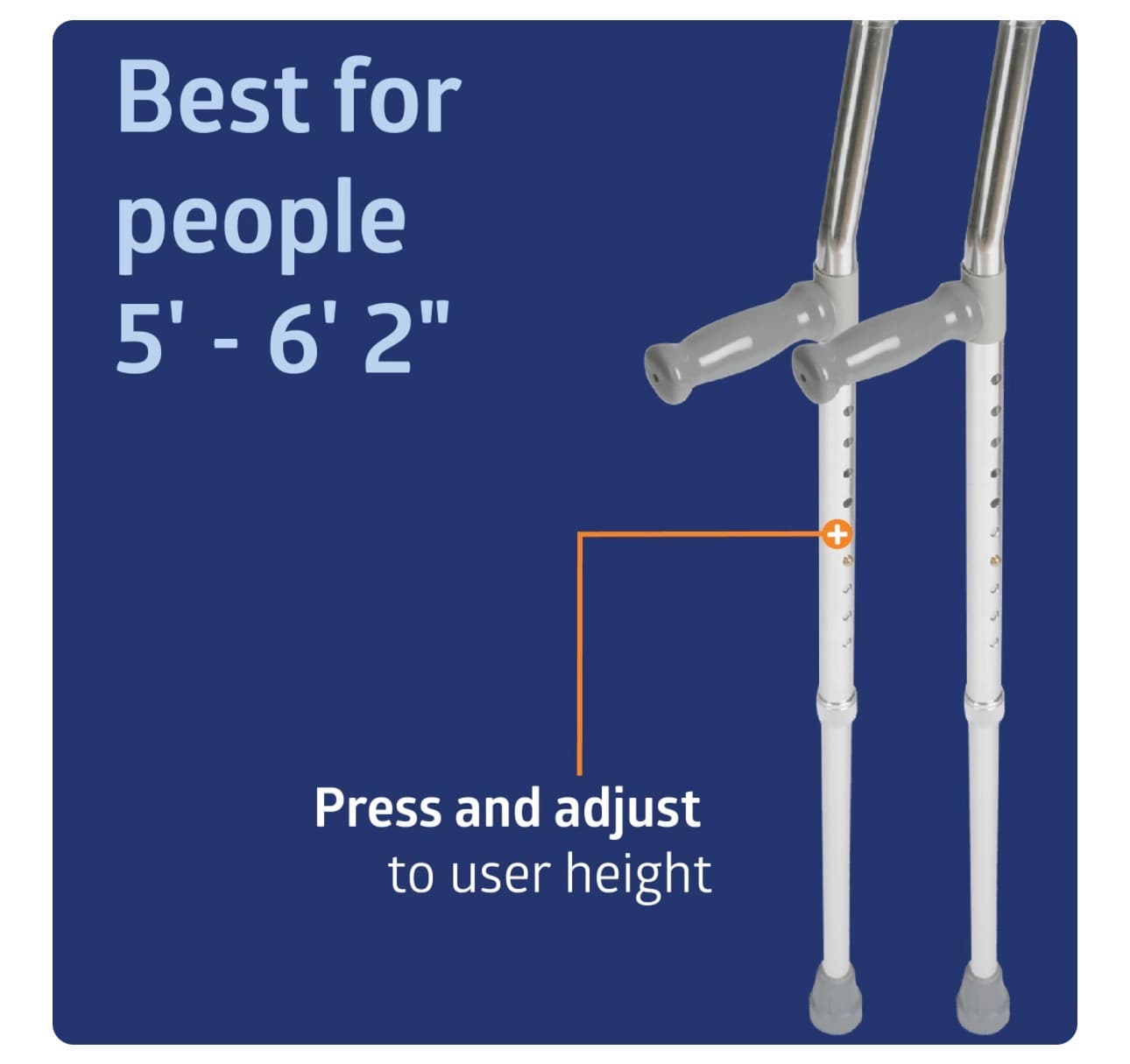 Medline Aluminum Forearm Crutches, Adult, Cuff Size 4", Pack of 2 Grey - Thumbnail 3