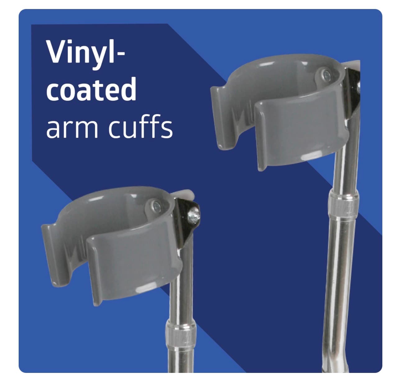 Medline Aluminum Forearm Crutches, Adult, Cuff Size 4", Pack of 2 Grey - Thumbnail 6