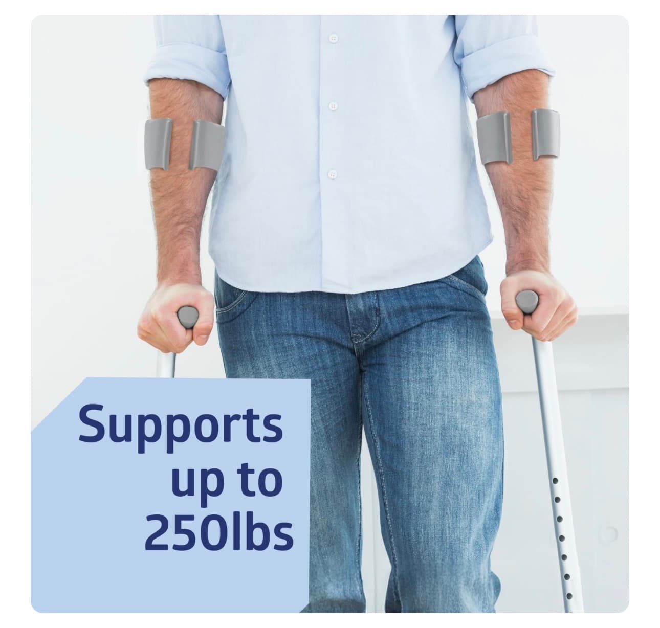 Medline Aluminum Forearm Crutches, Adult, Cuff Size 4", Pack of 2 Grey - Thumbnail 4