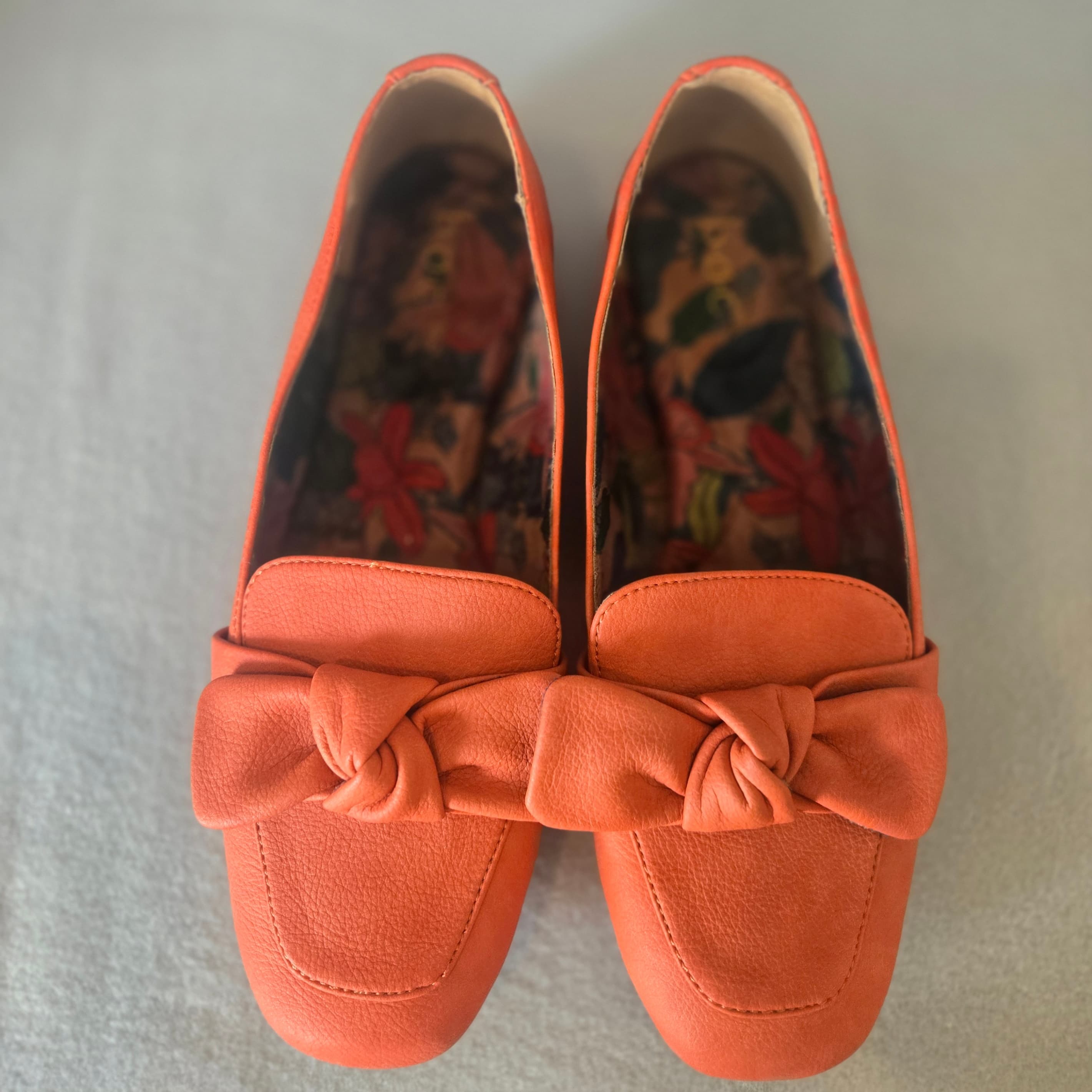 Orange Suede Loafers with Bow Detail Size 10 - Thumbnail 2