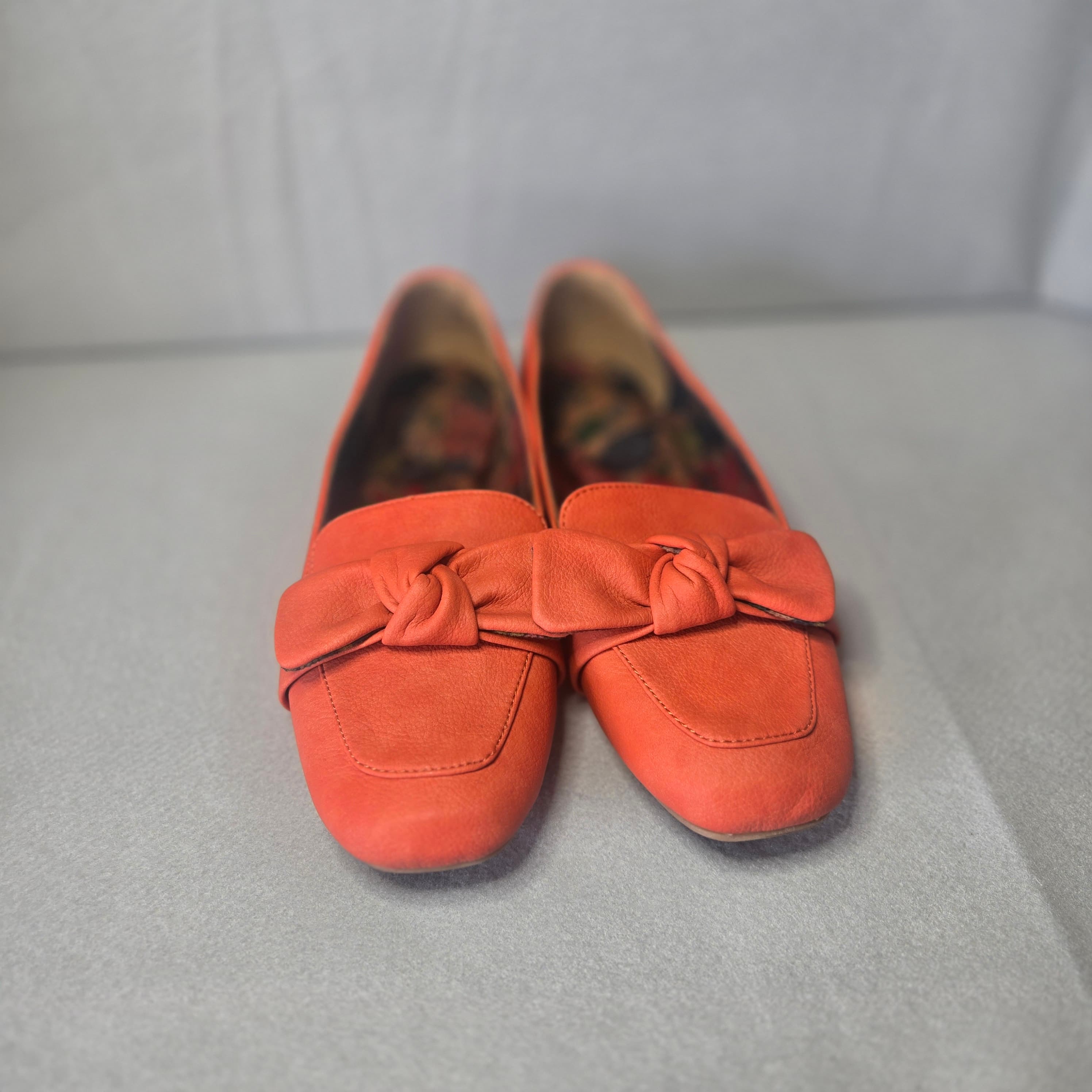 Orange Suede Loafers with Bow Detail Size 10 - Thumbnail 5