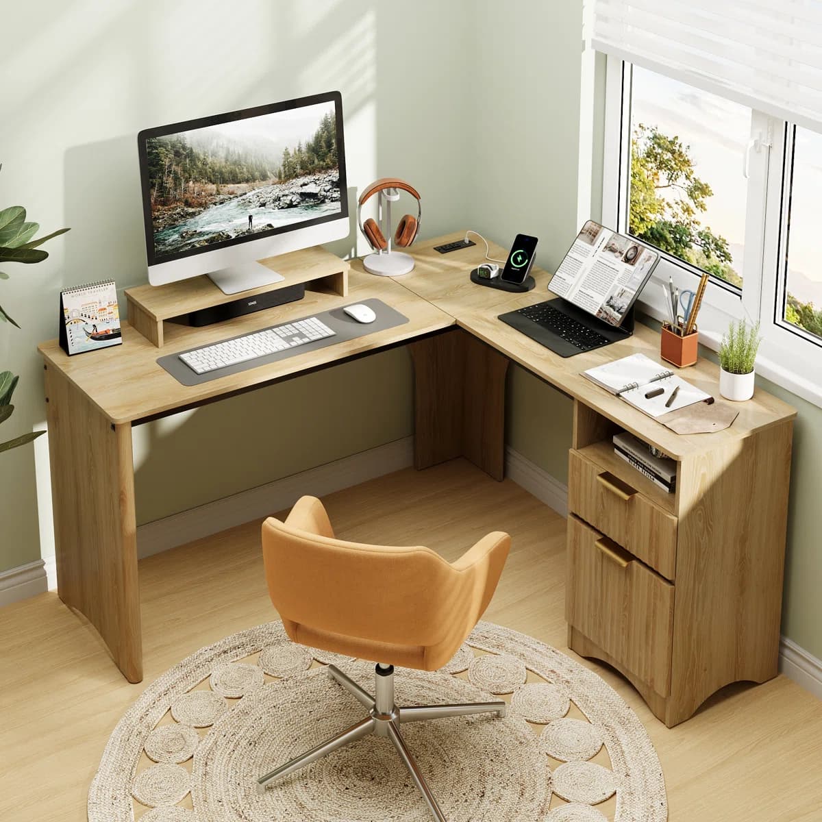 L-Shape desk 55” New in box - Thumbnail 2