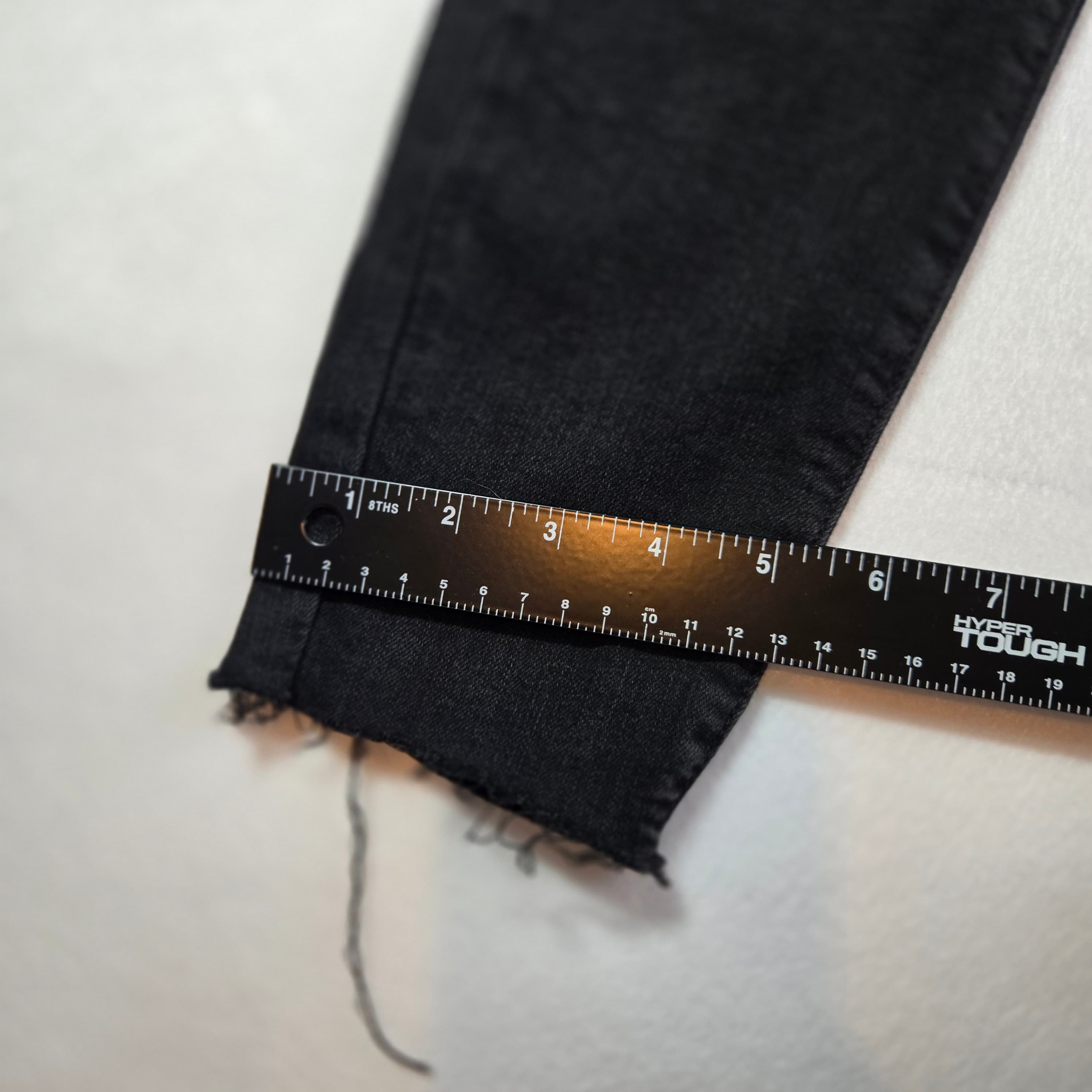 Paige Black Denim Jeans with Raw Hem - Thumbnail 3