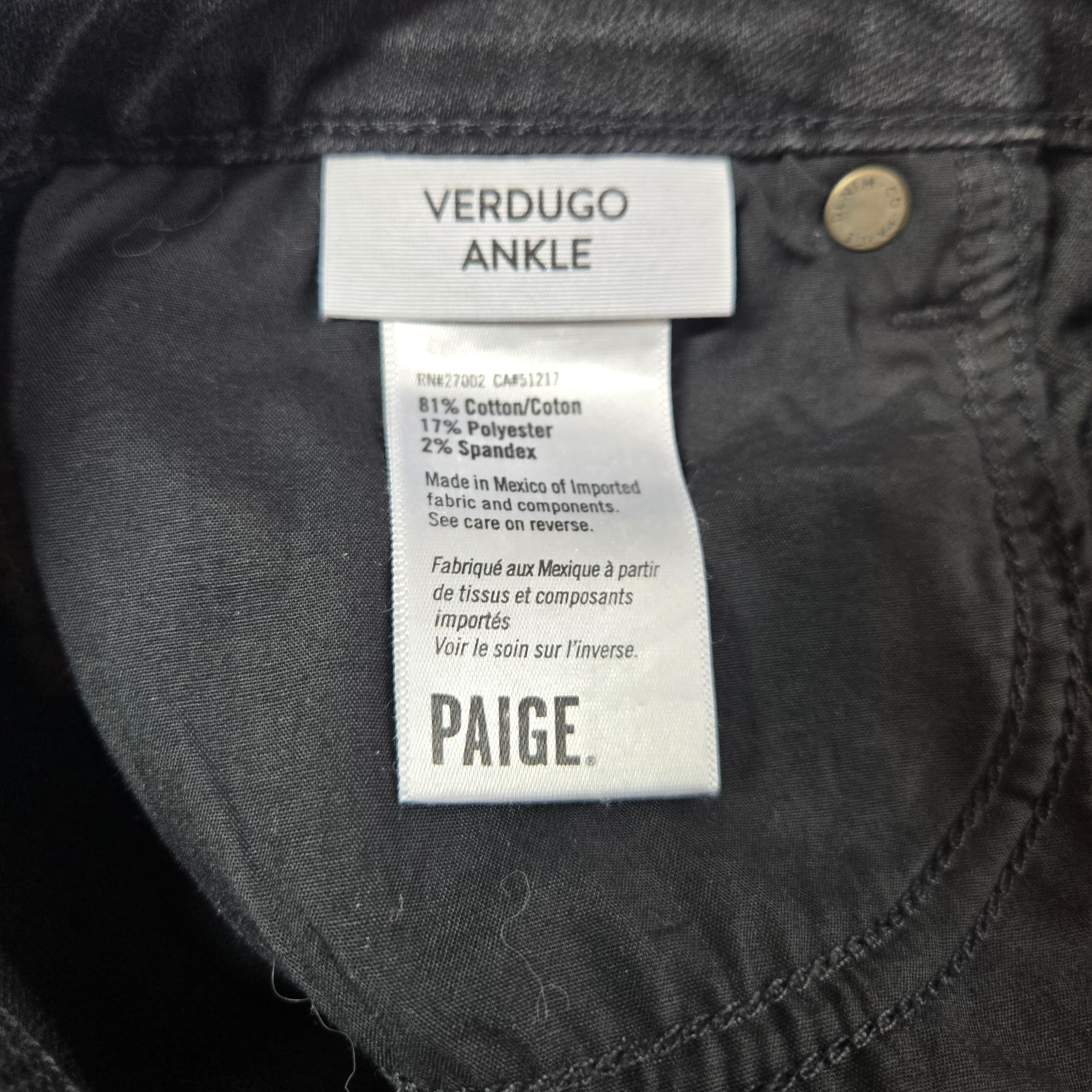 Paige Black Denim Jeans with Raw Hem - Thumbnail 4