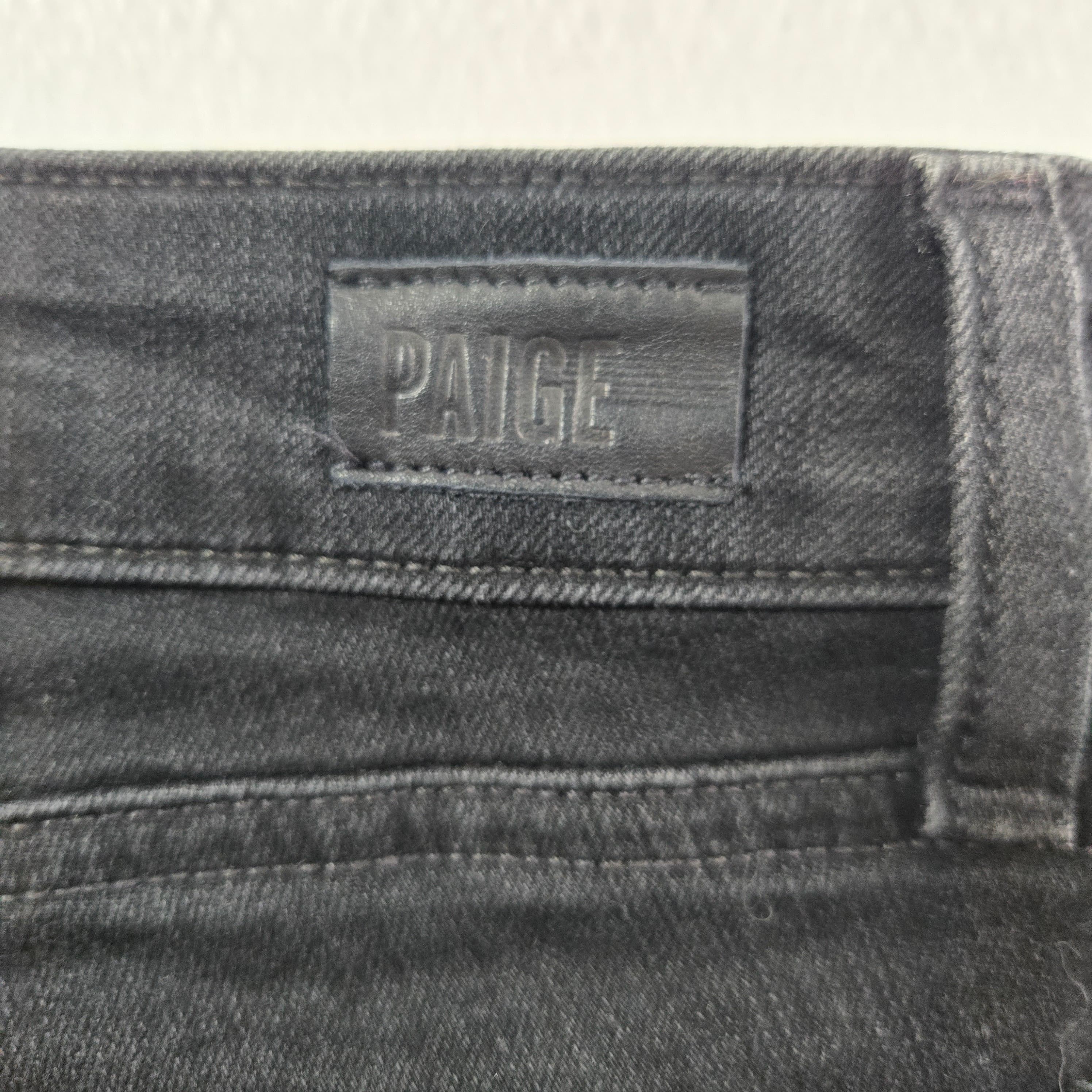 Paige Black Denim Jeans with Raw Hem - Thumbnail 2