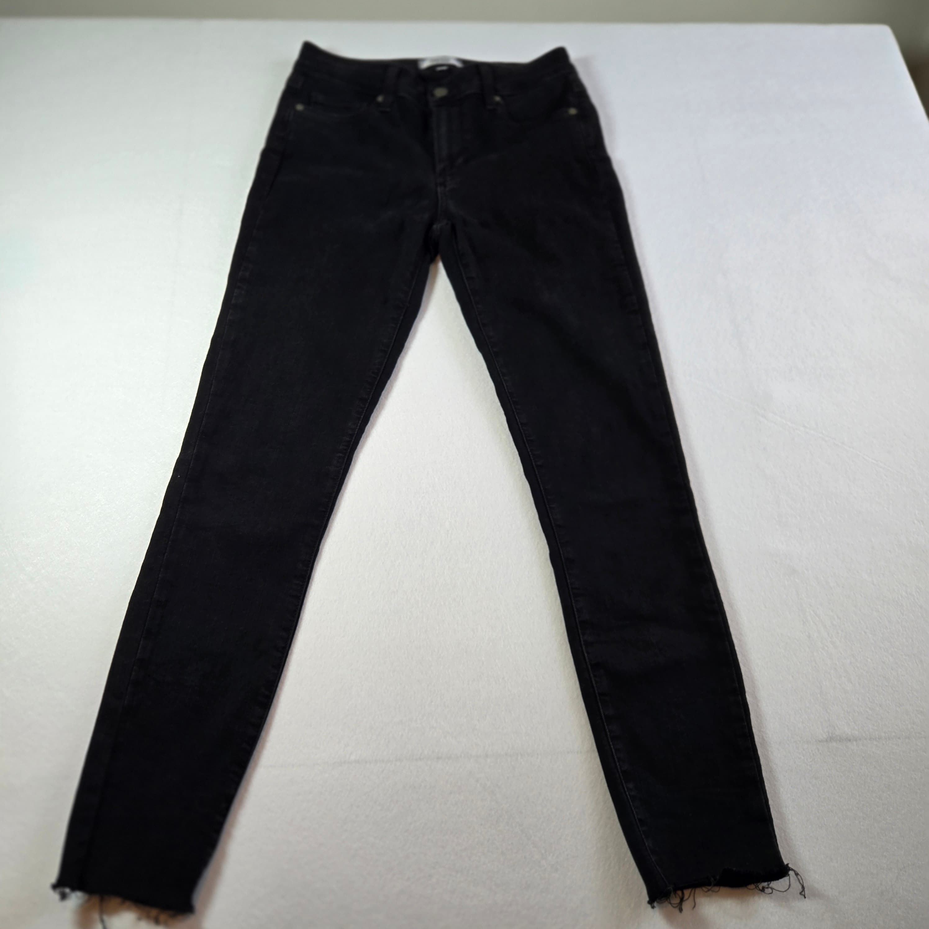 Paige Black Denim Jeans with Raw Hem - Thumbnail 6