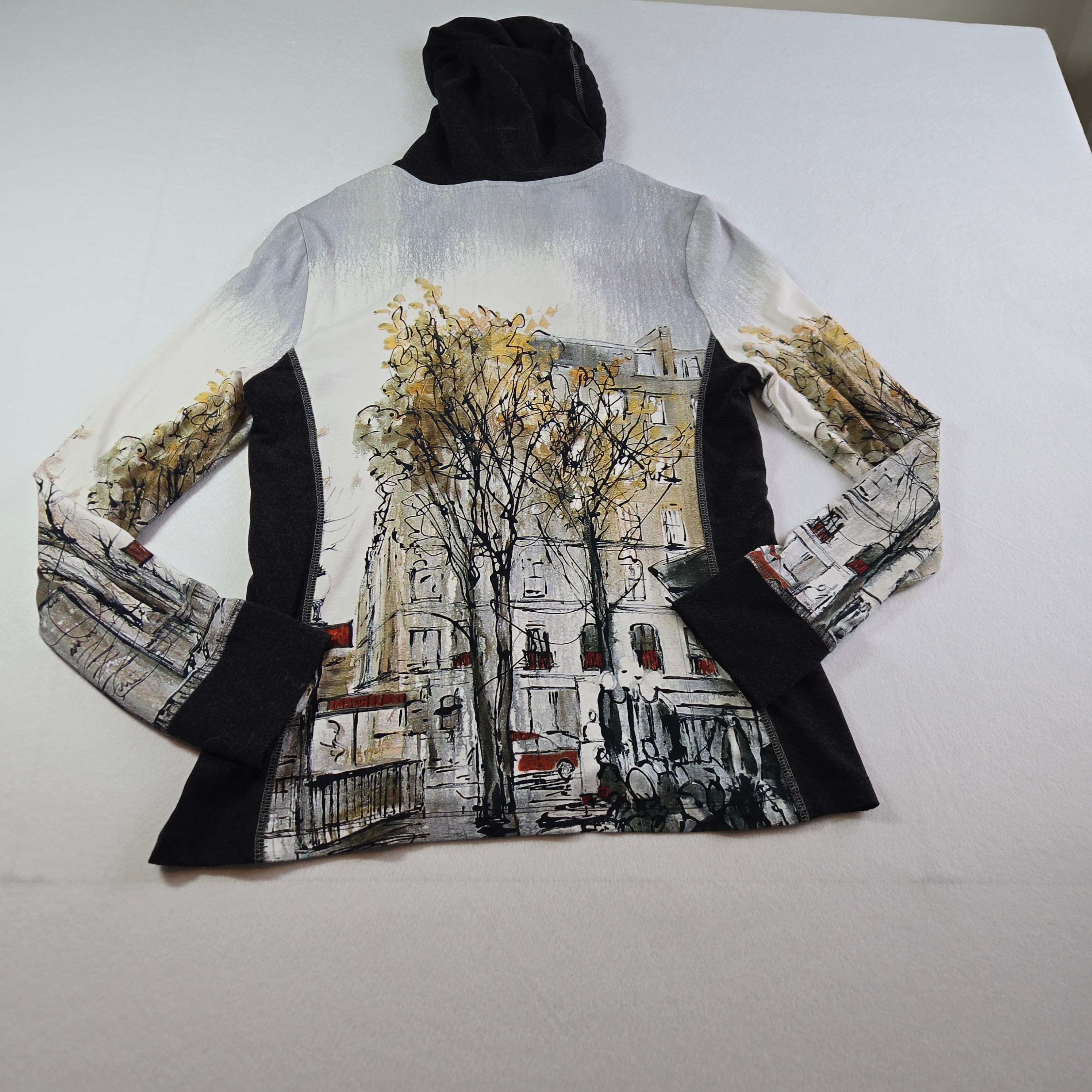 Artistic Print Long Sleeve Hoodie - Thumbnail 4