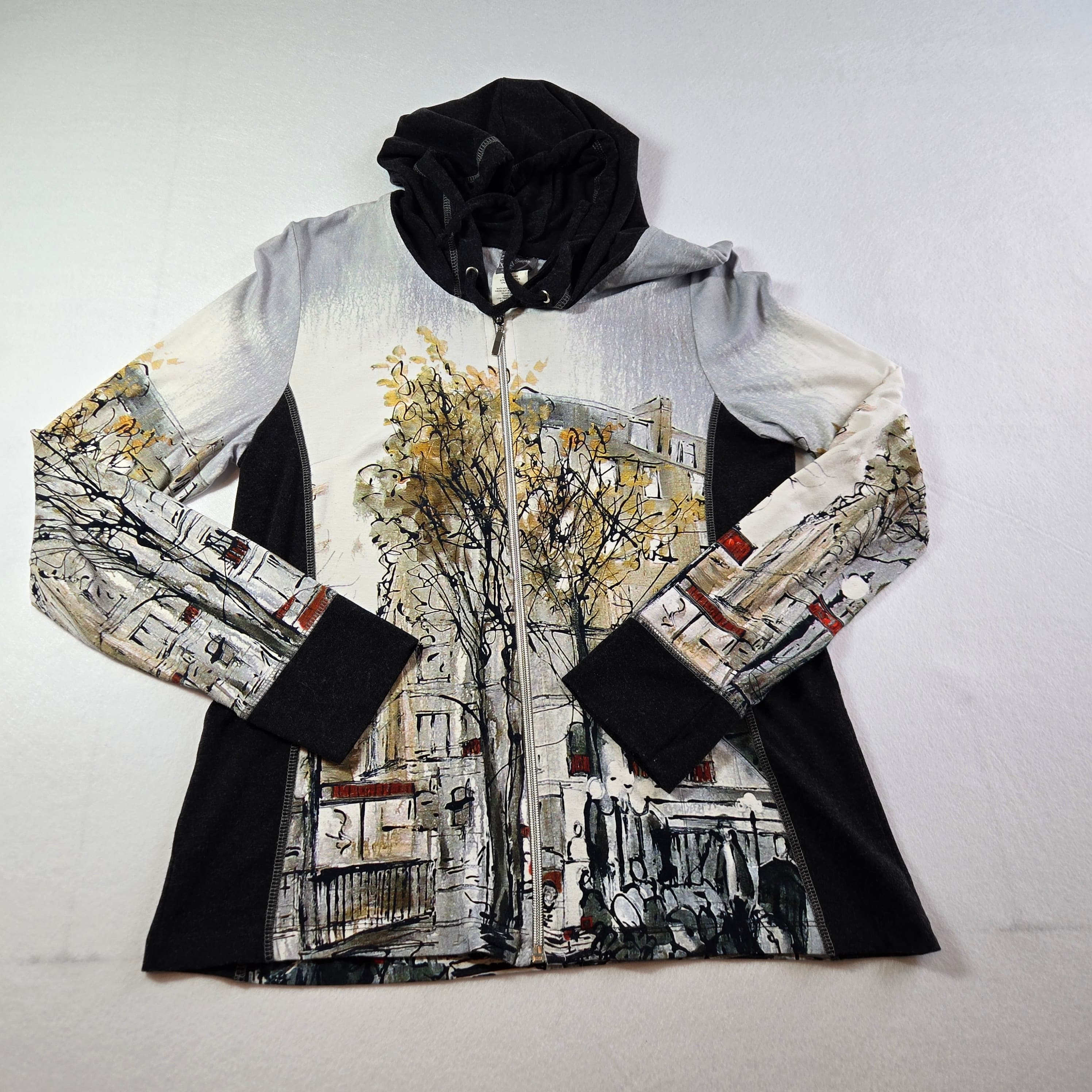 Artistic Print Long Sleeve Hoodie - Thumbnail 5