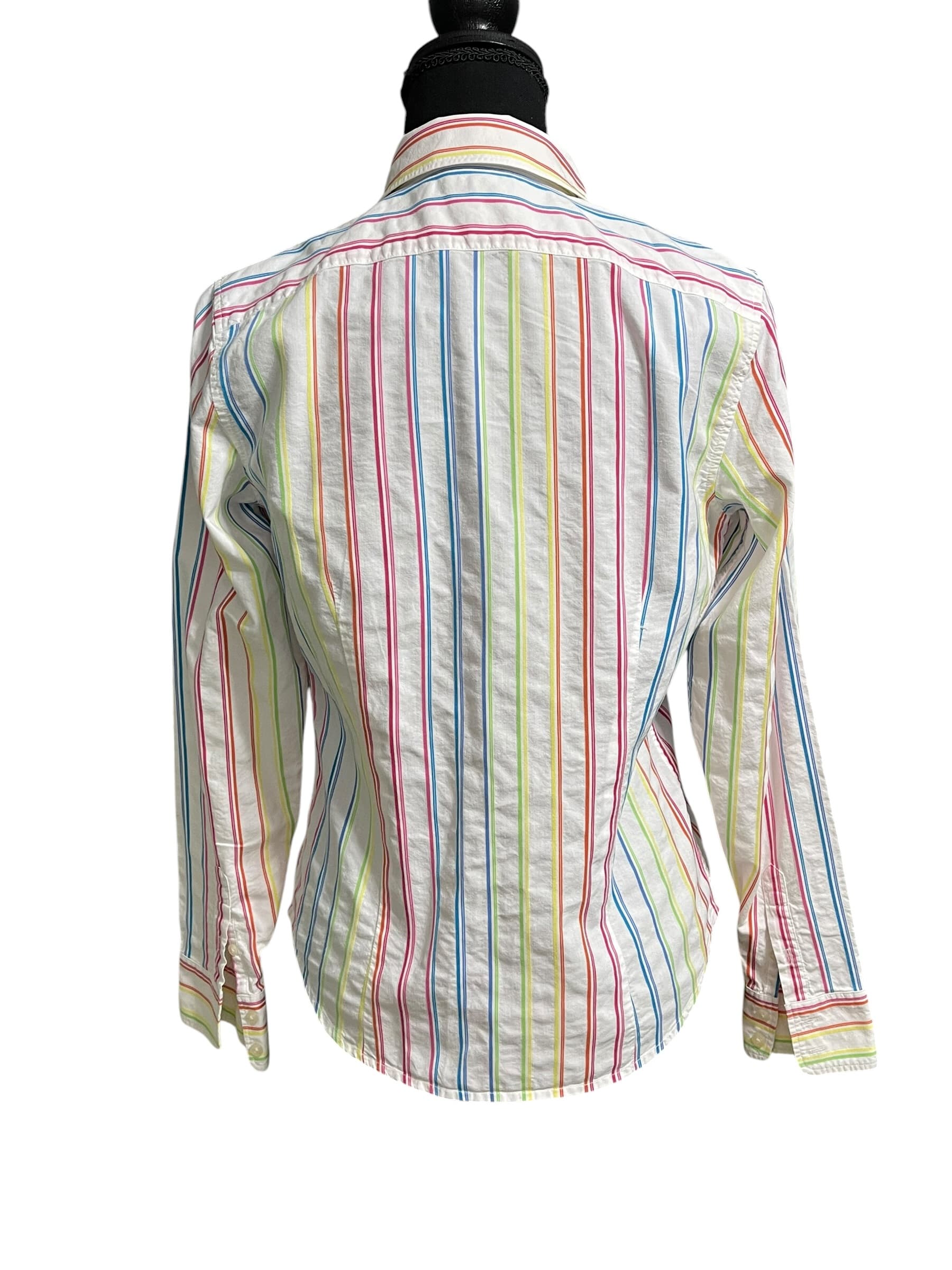 Lauren Ralph Lauren Vintage Women’s Rainbow Striped L/S Button Front Top/Shirt/Blouse - Thumbnail 4