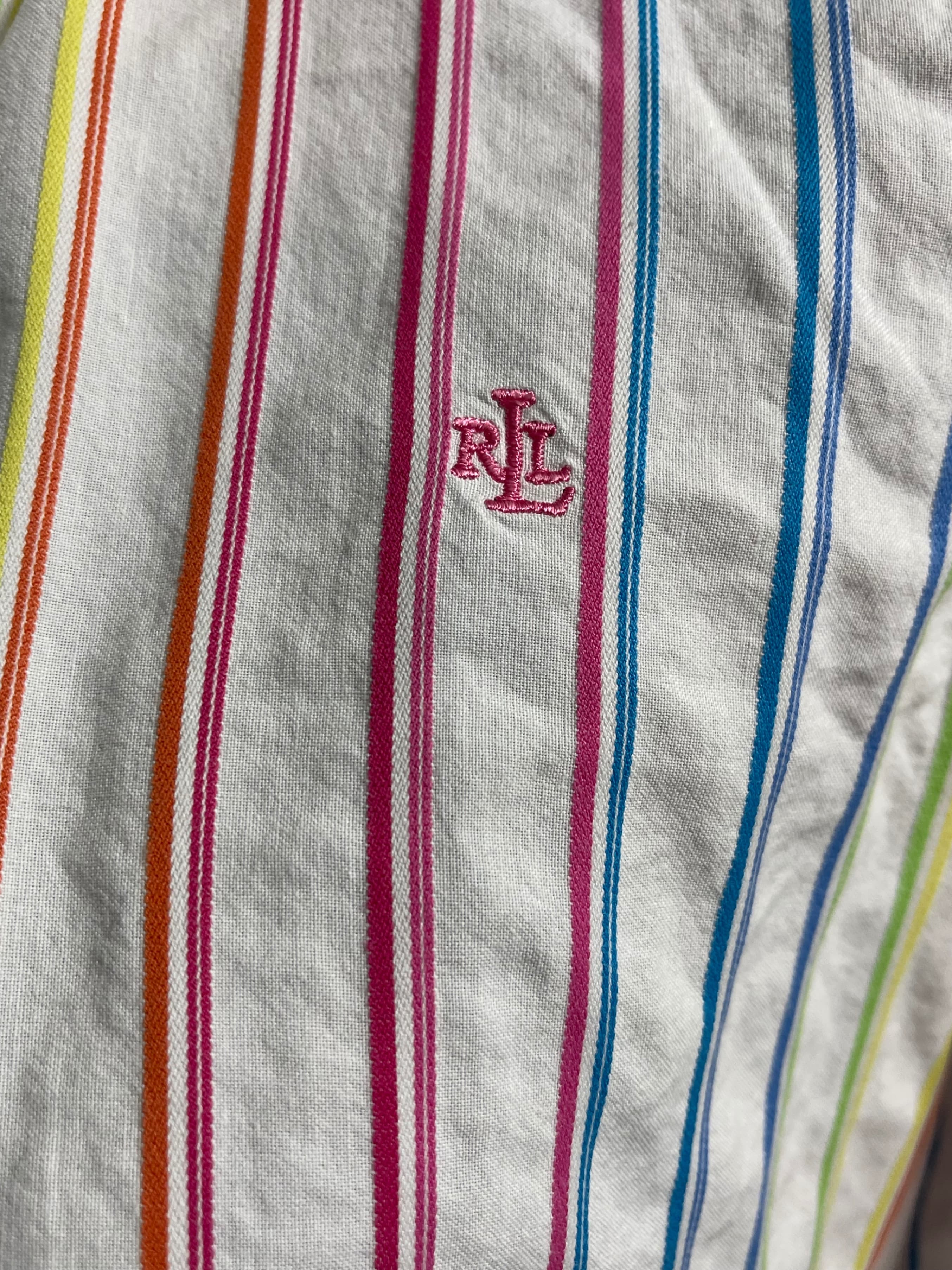 Lauren Ralph Lauren Vintage Women’s Rainbow Striped L/S Button Front Top/Shirt/Blouse - Thumbnail 8