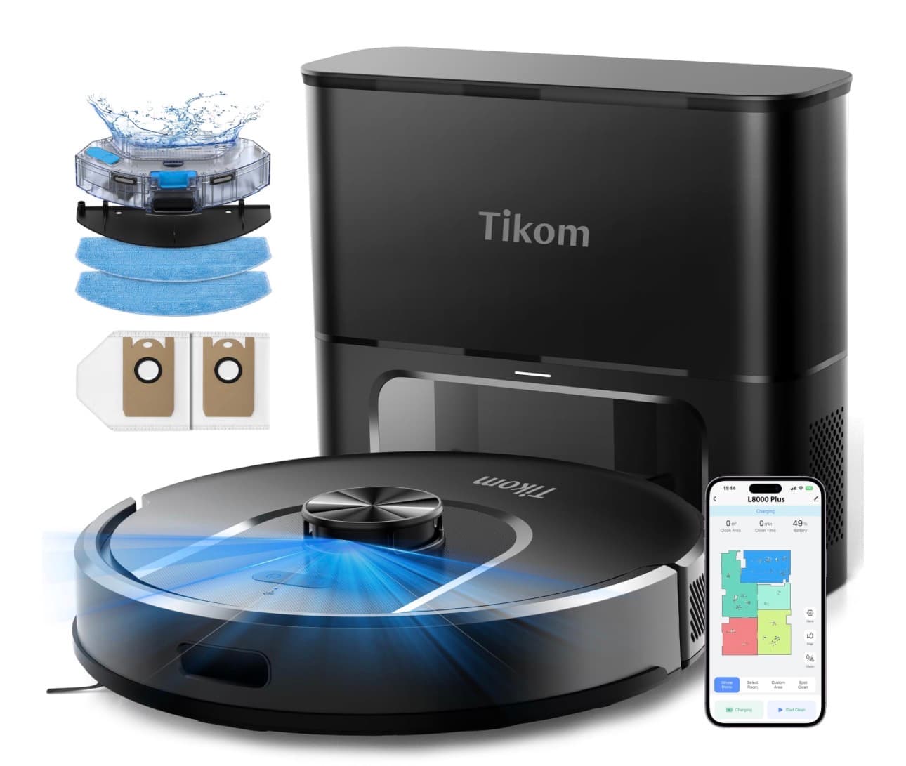 Tikom L8000 Plus Robot Vacuum 6000Pa Black