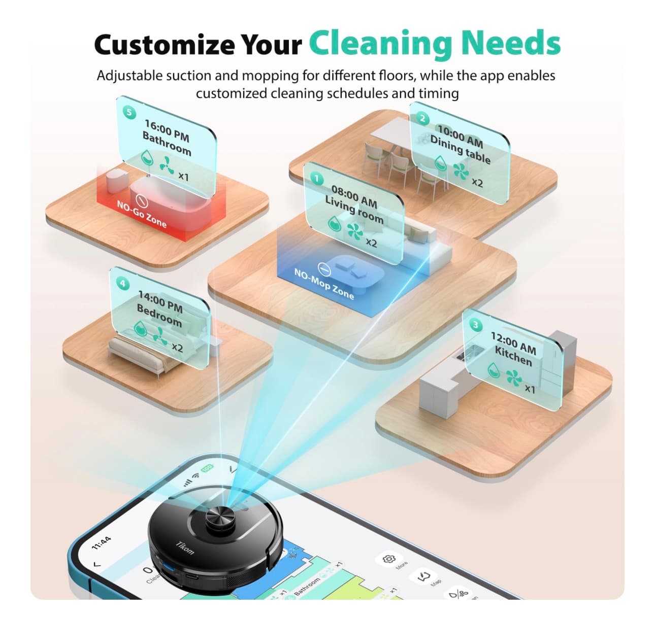 Tikom L8000 Plus Robot Vacuum 6000Pa Black - Thumbnail 6